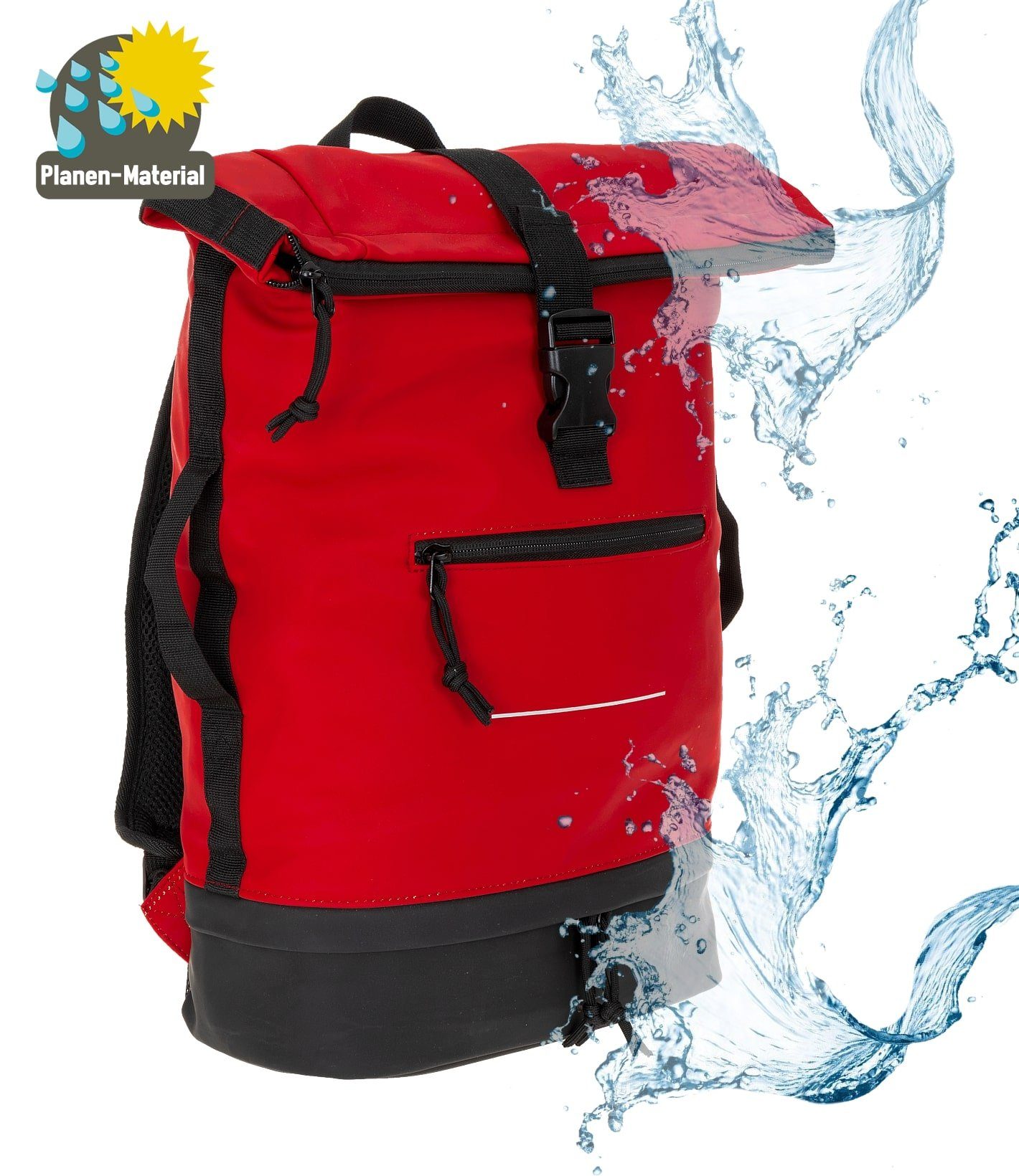 ELEPHANT Freizeitrucksack Time Bag aus Plane mit Bodenfach, Rucksack Laptoprucksack Daypack wasserabweisend + Trinkflasche – Bild 2 von 5