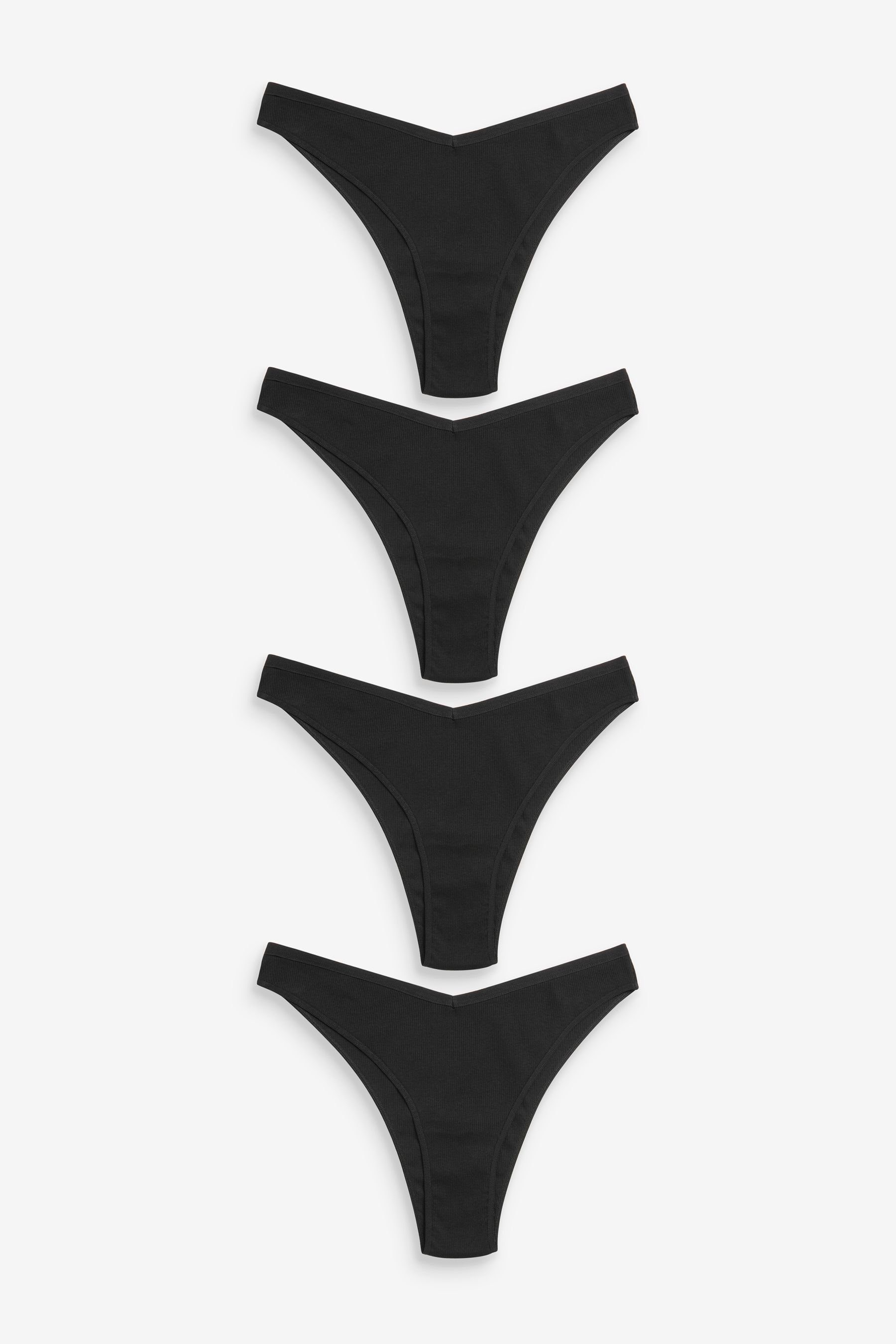 gerippter 4er-Pack Bikinislip Baumwolle, aus Bikini Black Slips Next (4-St)