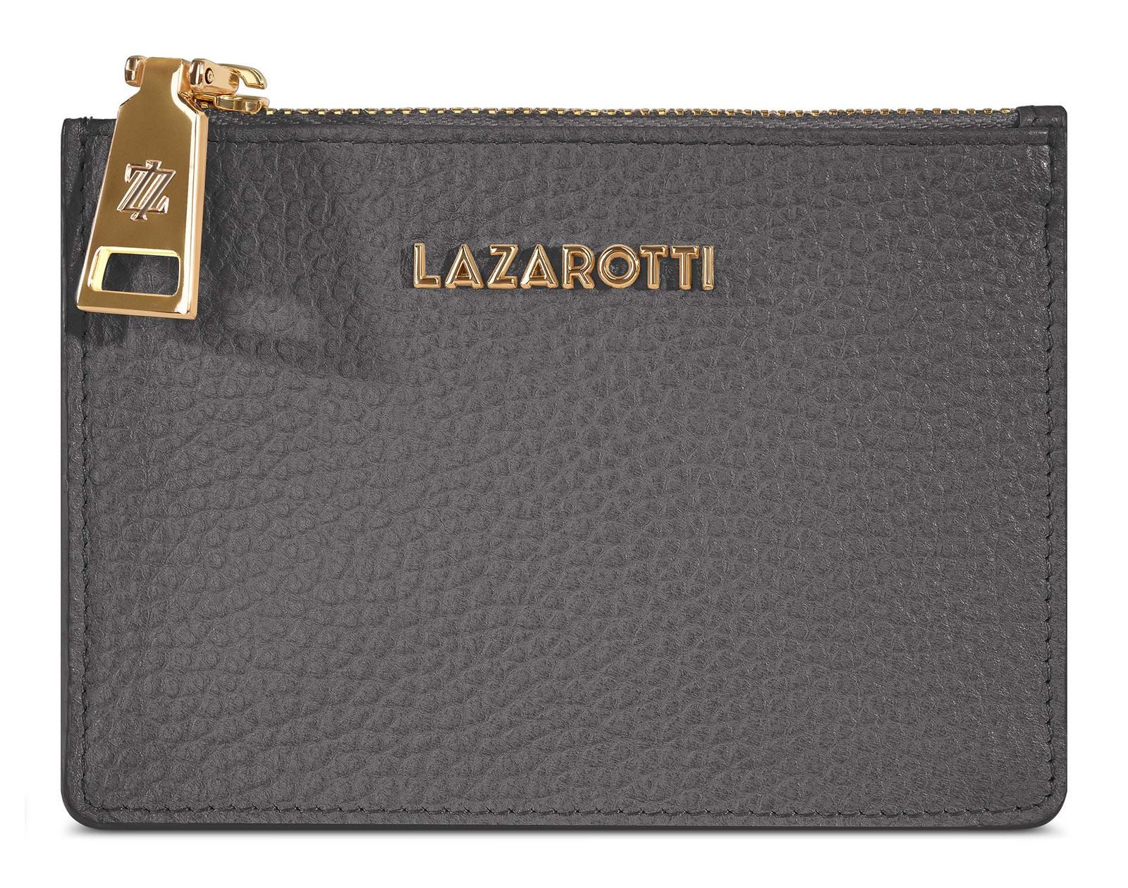 Lazarotti Kartenetui Zip Etui 4 Card Slots, aus echtem Leder mit RFID-Blocker Schutz