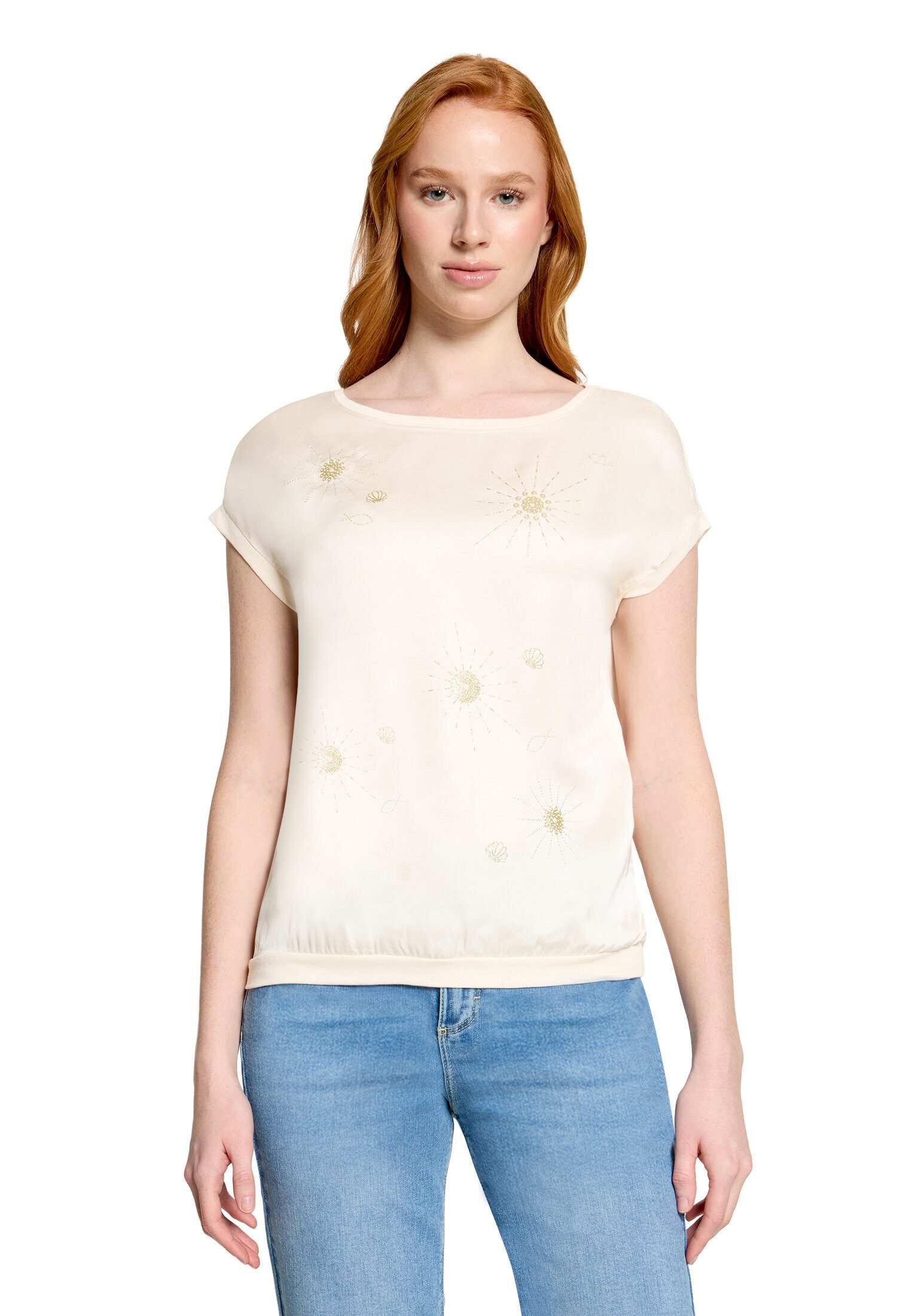 Cartoon Kurzarmshirt Damen mit Rippbündchen (1-tlg)