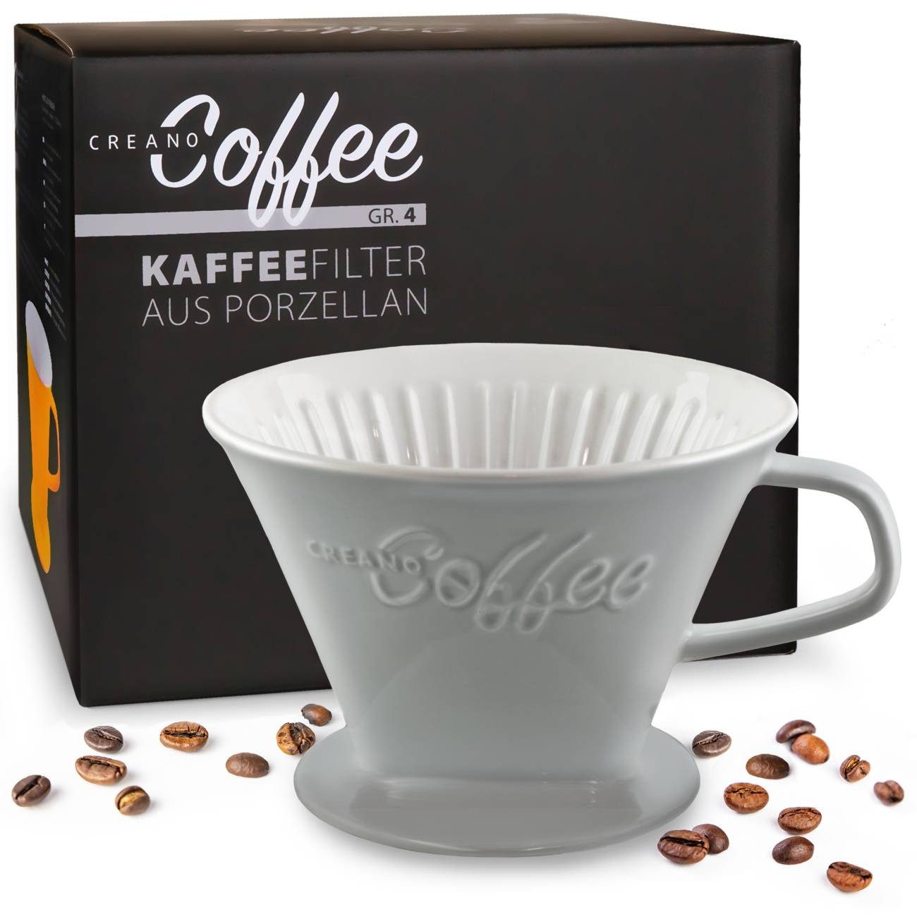 Creano Handfilter Creano Grauer Porzellan Kaffeefilter klein - Filter Größe 4, Porzellan, für Filtergröße 4