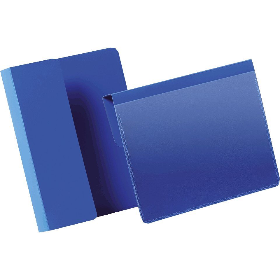 blau/transparent, (A6), Falz, Zeitungsständer König mit Werbeanlagen 148x105mm DURABLE Kennzeichnungstasche, 50/VE