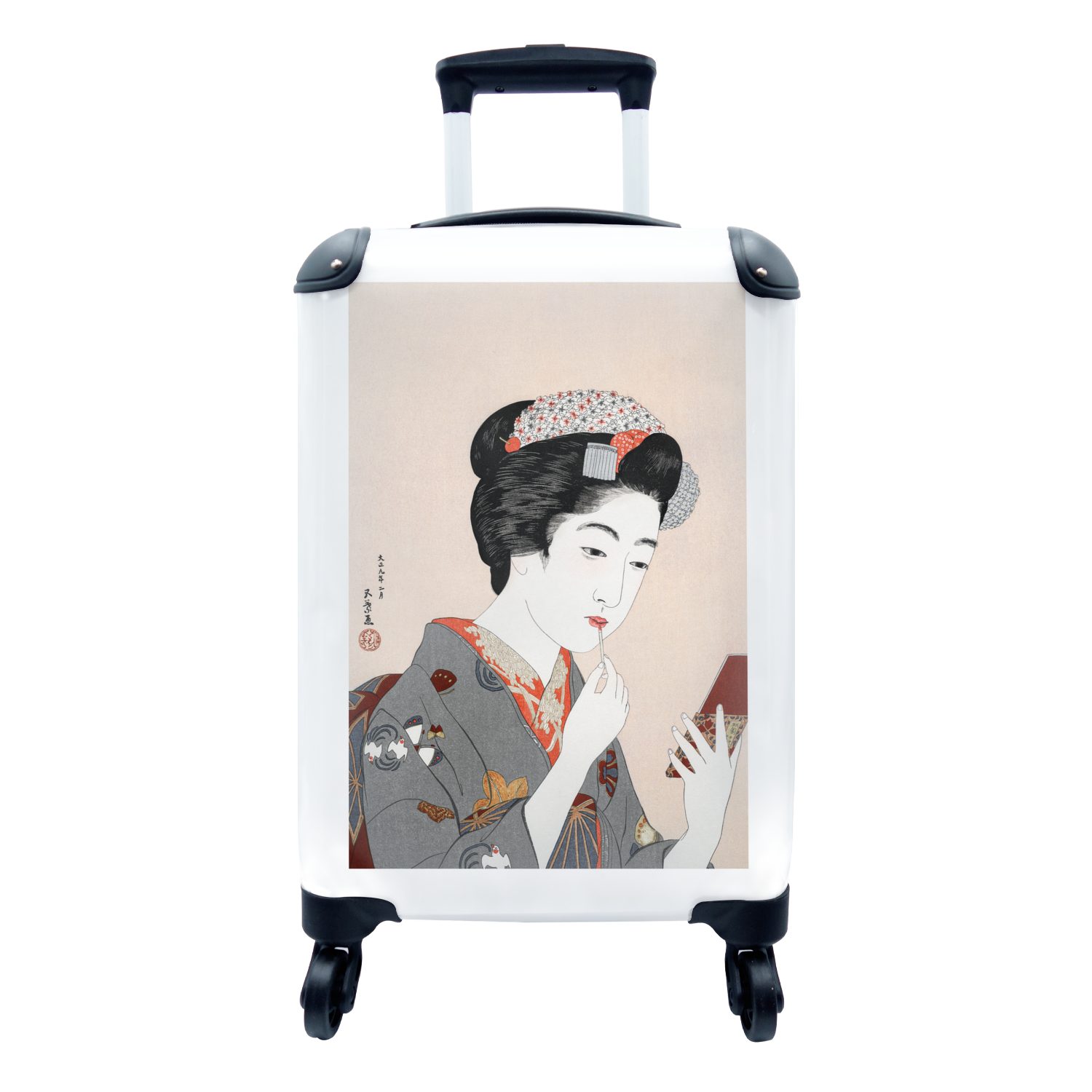 MuchoWow Handgepäckkoffer Vintage - Frau - Schminken - Japan, 4 Rollen, Reisetasche mit rollen, Handgepäck für Ferien, Trolley, Reisekoffer