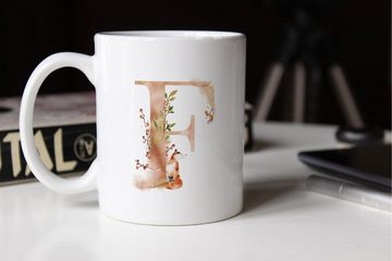 Autiga Tasse Buchstaben-Tasse "[object Object]" Tasse mit Buchstabe Alphabet Monogramm Watercolor gezeichnet Kaffeetasse Autiga®, Keramik