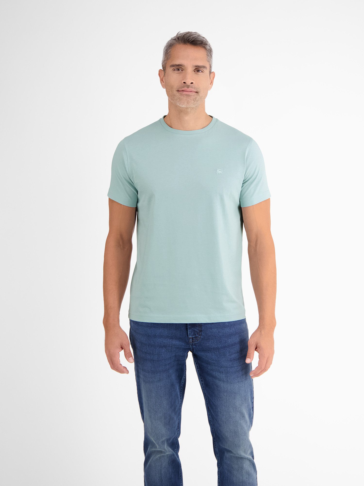 T-Shirt Basic T-Shirt mit Logostitch, unifarben
