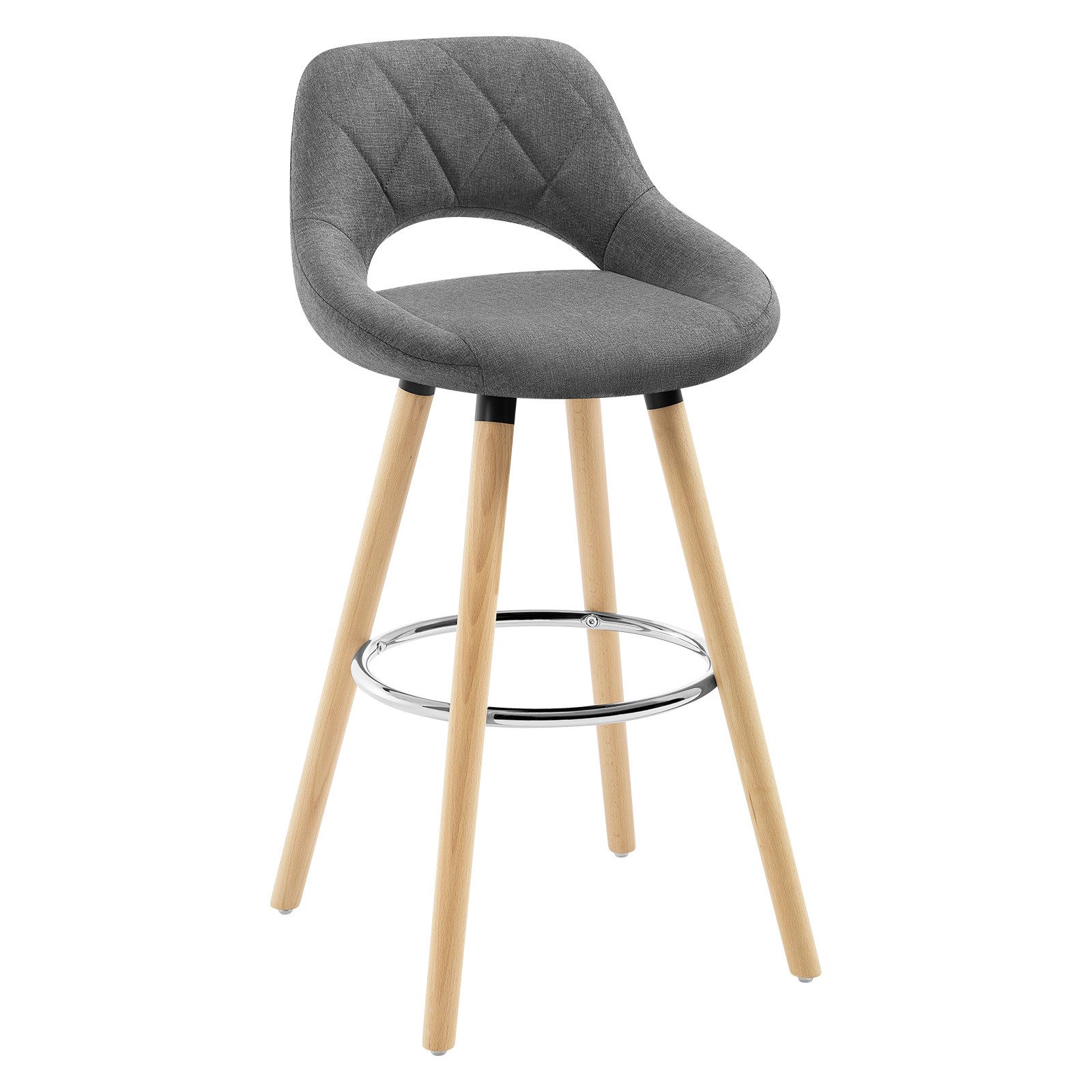 Woltu Высокие табуреты (1 St), Barstuhl Holzgestell mit Lehne+Fußstütze Küchenstuhl