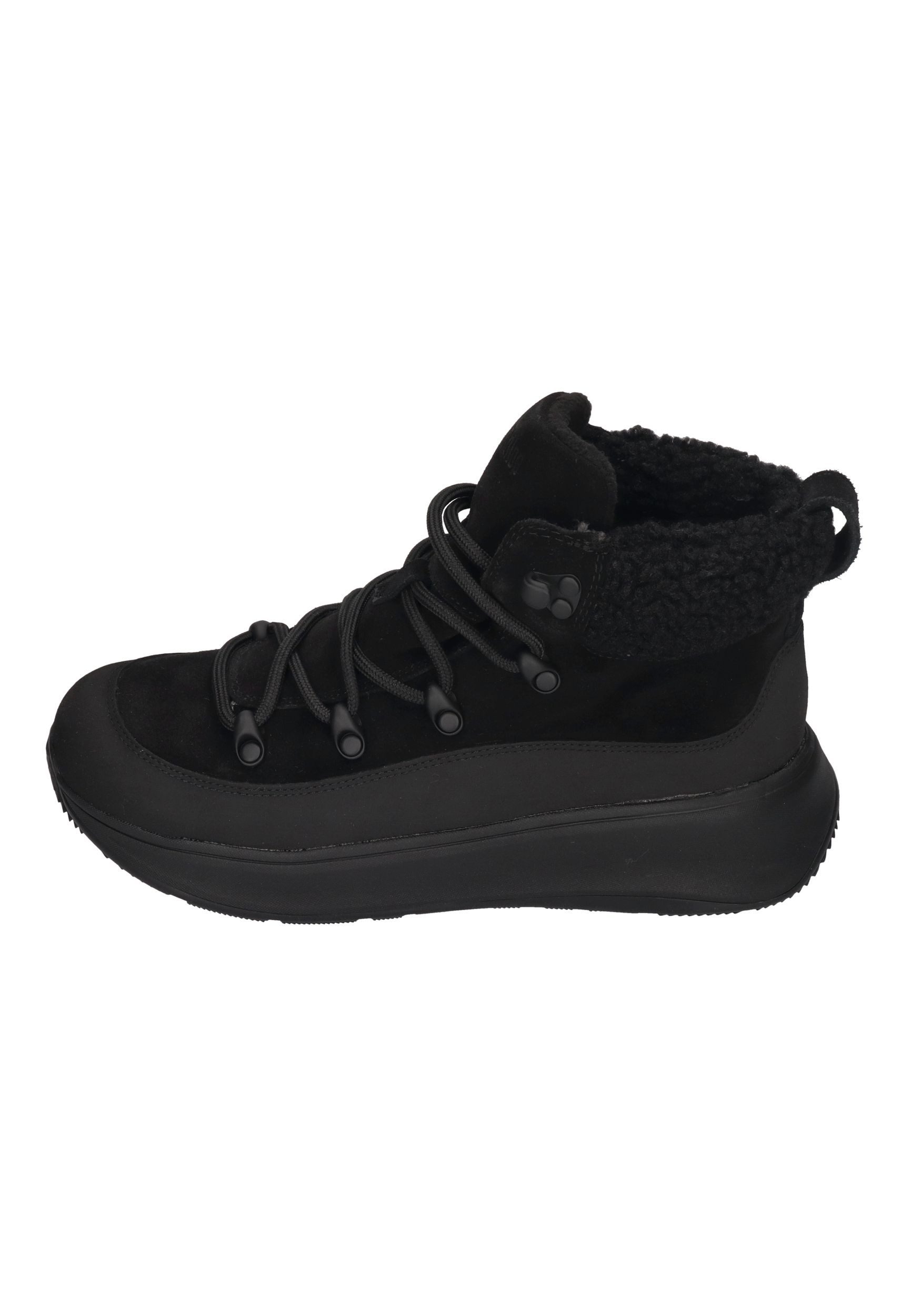 Fitflop F-MODE TEDDY-COLLAR WARM SUEDE LACE UP Stiefelette Black günstig online kaufen