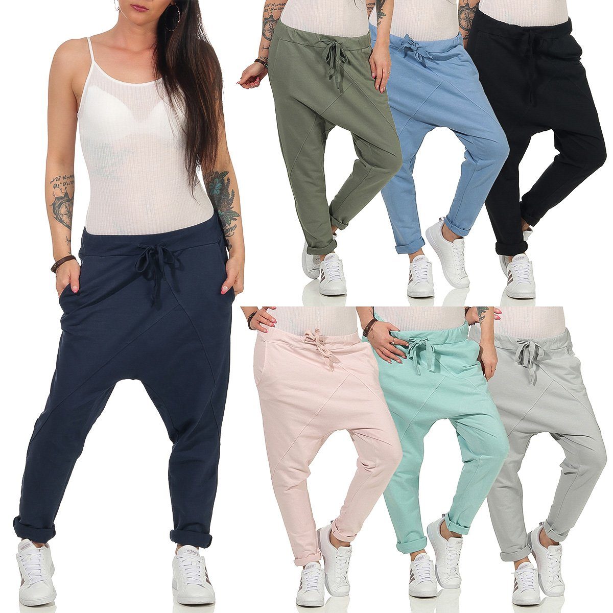 CLEO STYLE Jogginghose Damen Jogginghose 104 Mint Elastikbund mit Tunnelzug, Unifarben