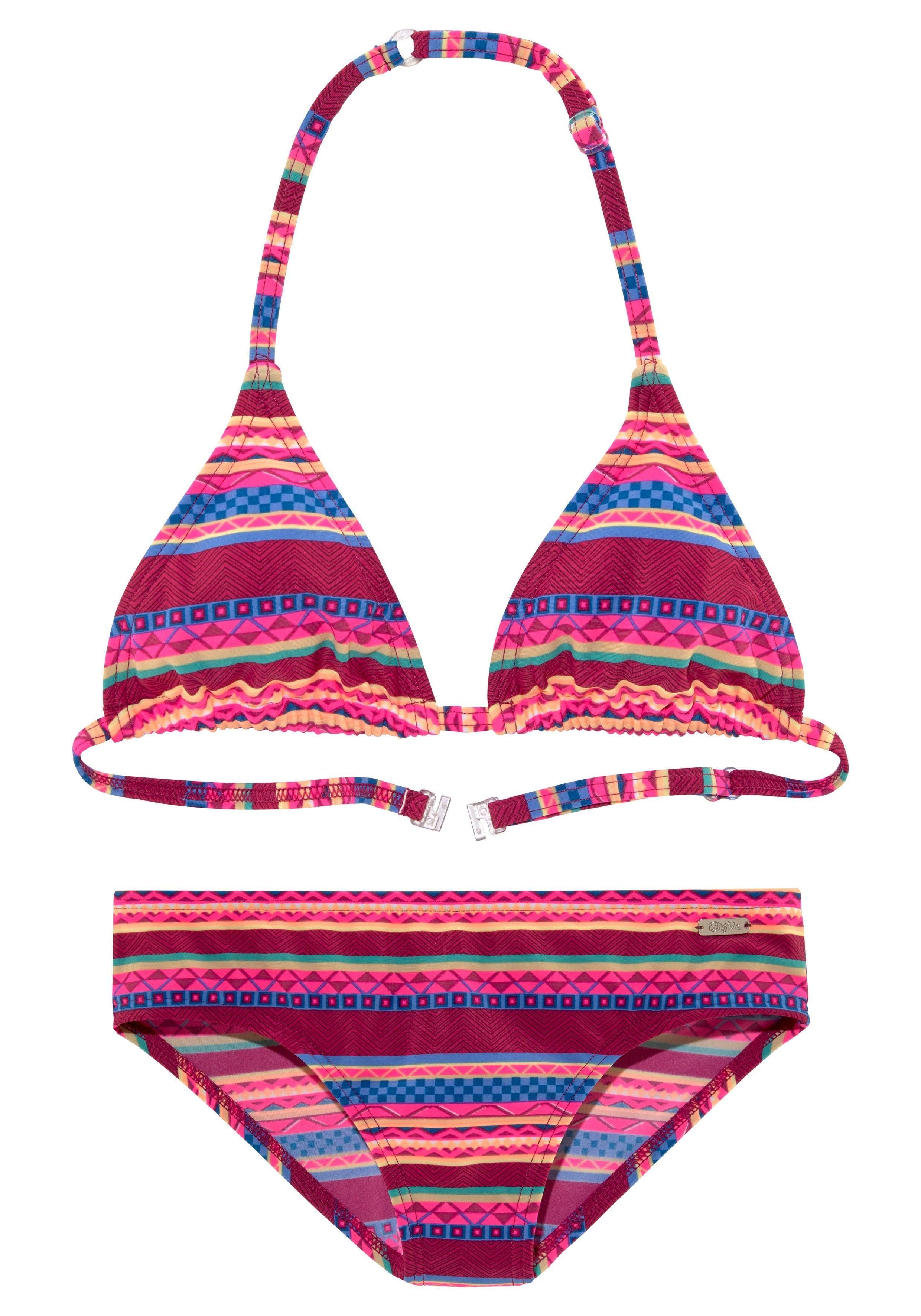 bordeaux Triangel-Bikini mit Kids abstraktem Druck Buffalo Lux