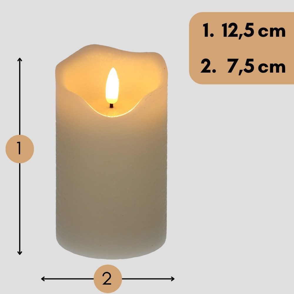 GarPet LED-Kerze 2x Echtwachs Led Kerzen mit Timer flackernde Flamme 7,5 x günstig online kaufen