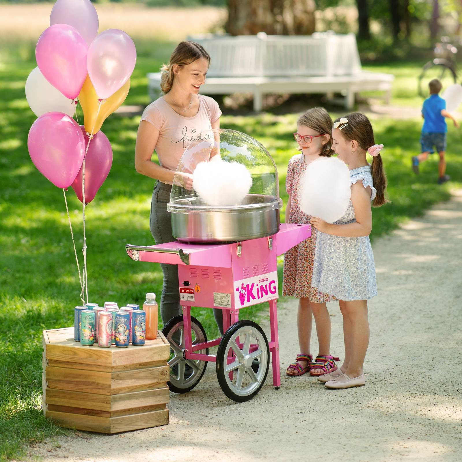 Royal Catering Zuckerwattemaschine Zuckerwattegerät mit Wagen 52 cm rosa, verschiedene Größen