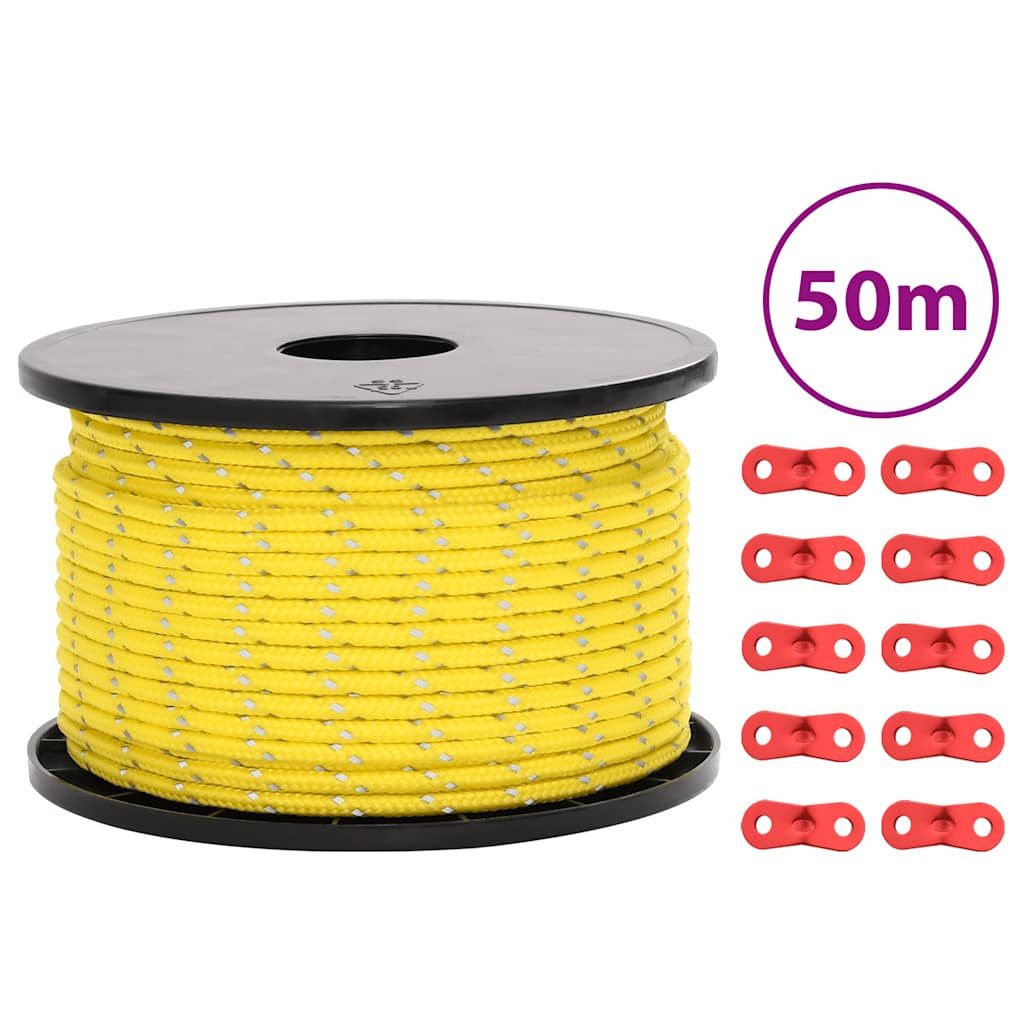 vidaXL Abspannleine vidaXL Zeltleine Reflektierend mit Seilspannern 50 m 5 mm