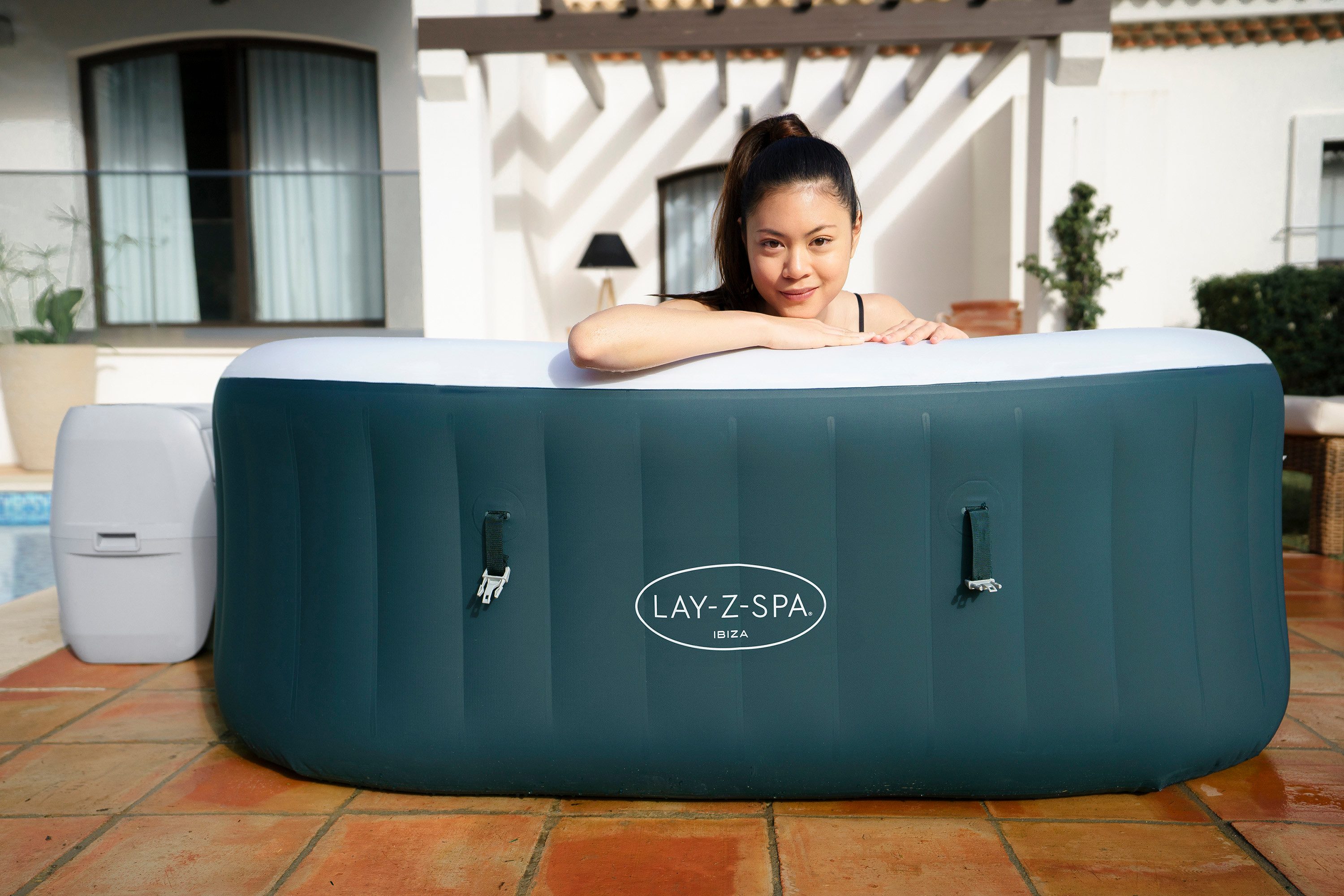 Bestway Whirlpool LAY-Z-SPA® Ibiza AirJet™, Aufstellbecken, (Set, für max. 4 Personen), 180 x 180 x 66 cm