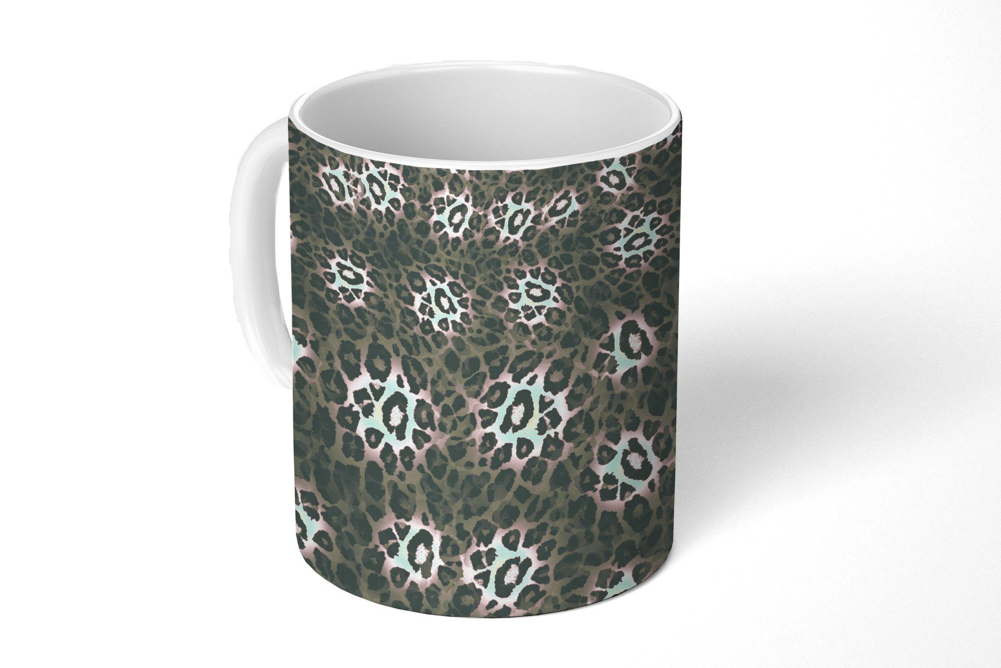 Geschenk MuchoWow Becher, - - Grau Pantherdruck Muster, Teetasse, Kaffeetassen, Tasse Keramik, Teetasse, Rosa -
