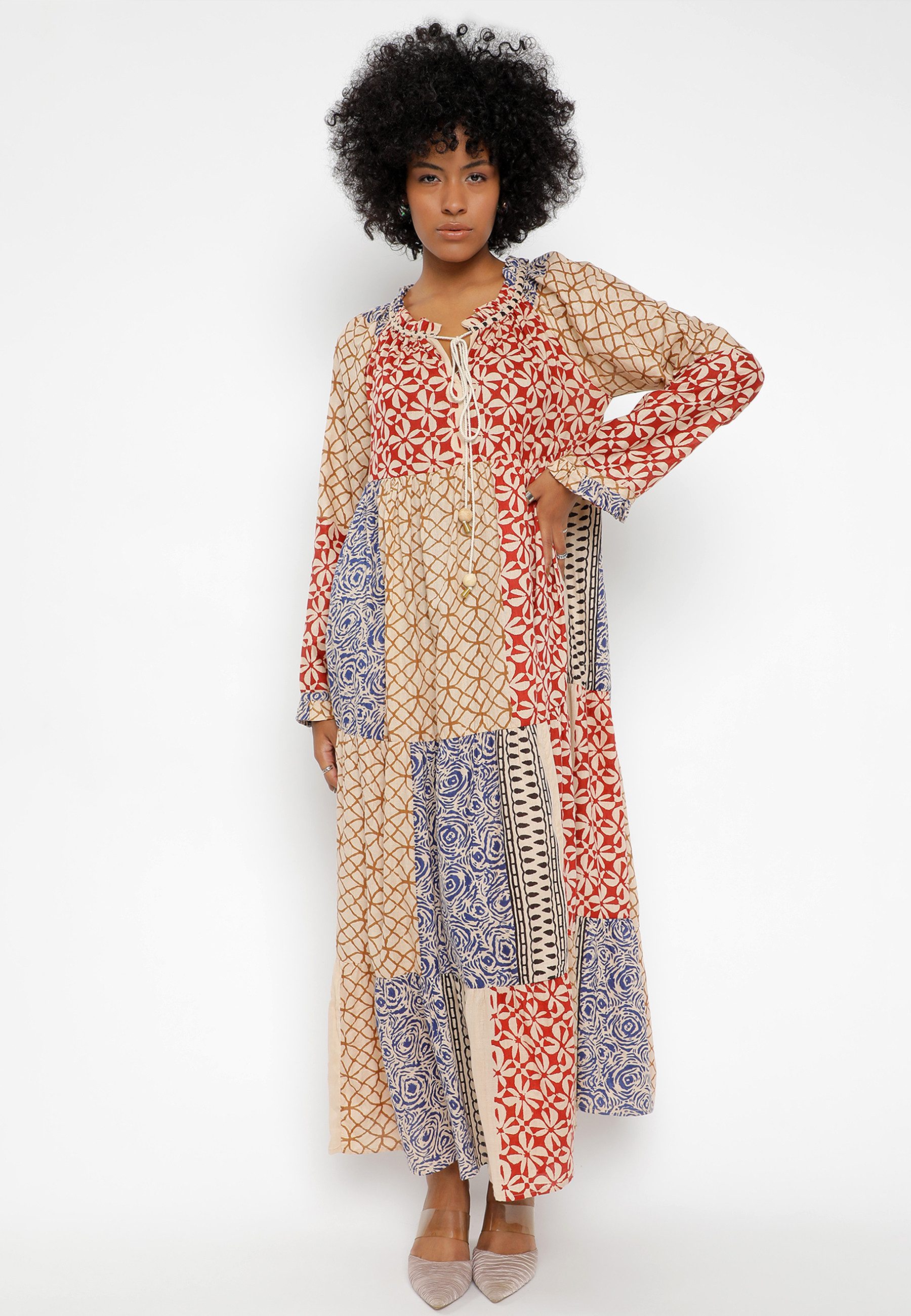 YC Fashion & Style Sommerkleid Boho-Chic Maxikleid aus Baumwolle aus Baumwolle, Alloverdruck