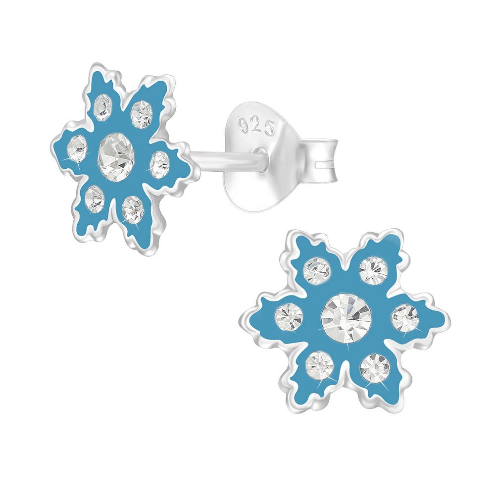 Order & Smile Schmuck Paar Ohrstecker Ohrstecker Schneeflocke: 925 Silber Ohrringe Weihnachten