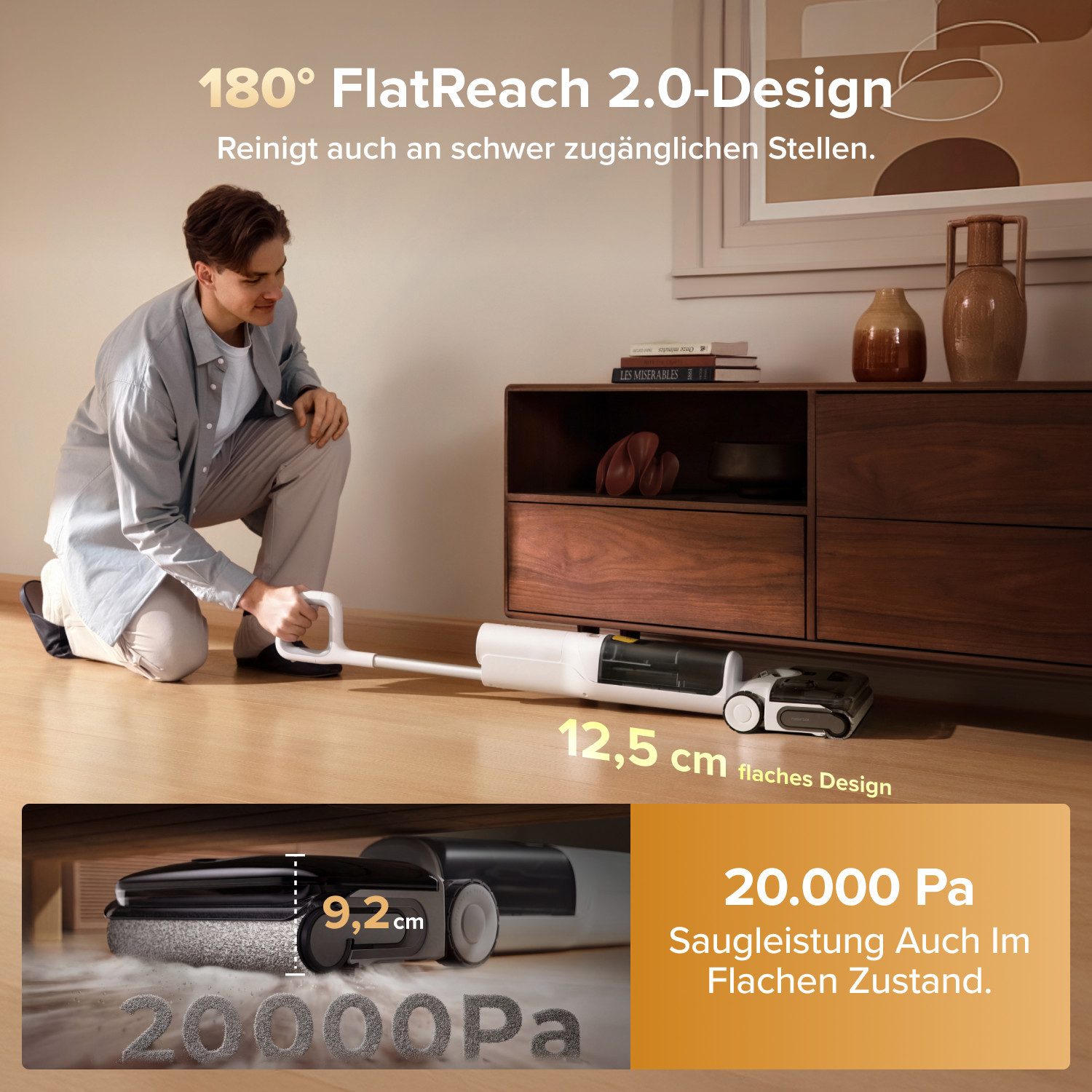 Roborock Nass-Trocken-Akkusauger roborock F25 GT Series, 180°-Flachmodus,Hochtemperatur-Selbstreinigung und Trocknung