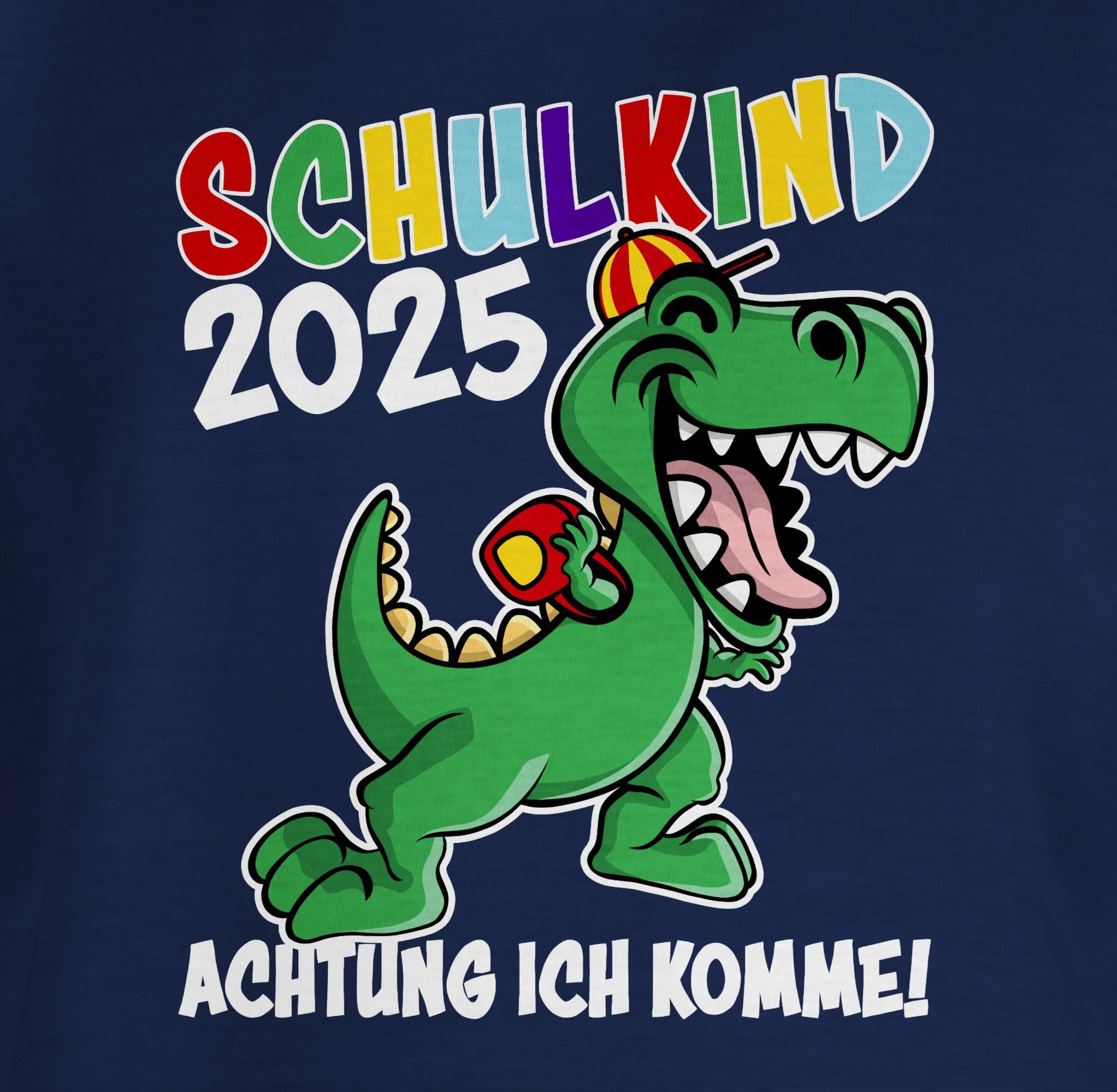 Shirtracer T-Shirt Schulkind 2025 Dino Dinosaurier Einschulung Junge Schulanfang Geschenke
