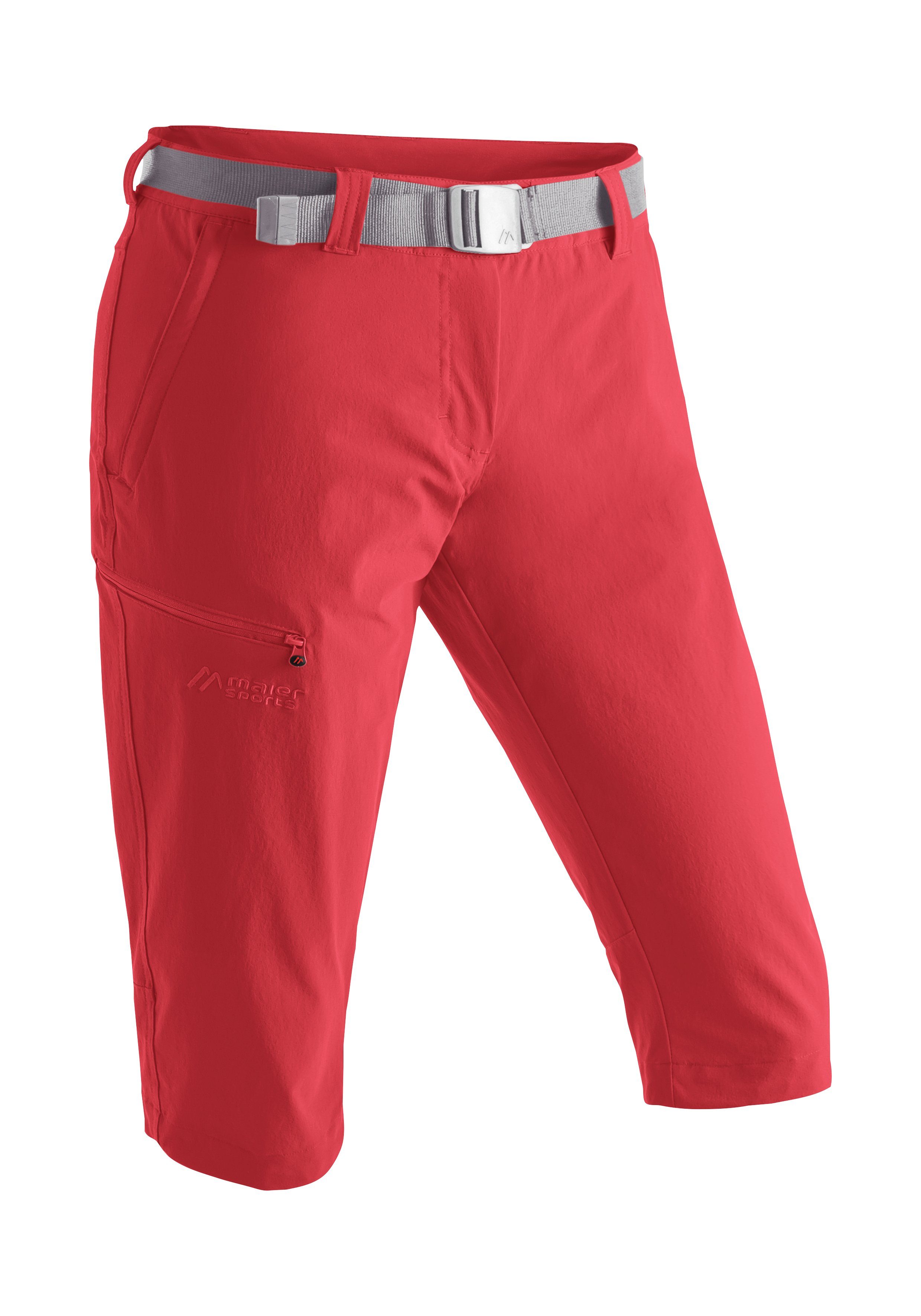 hellrot Inara 3/4 Sports Maier Wanderhose, Caprihose Damen slim atmungsaktive Outdoor-Hose