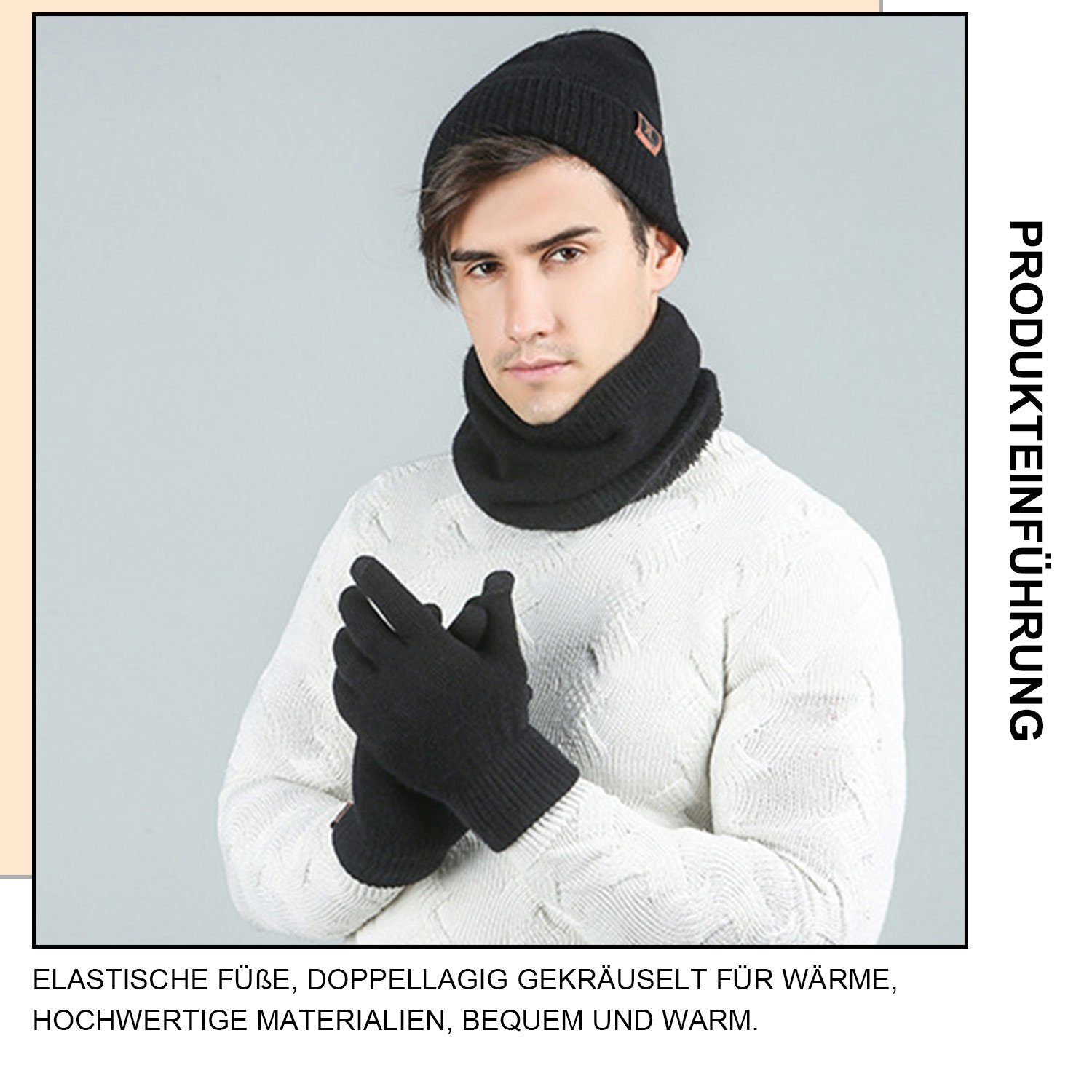 Mütze Schal Handschuhe & MAGICSHE Mützen-Sets Schal schwarz Set