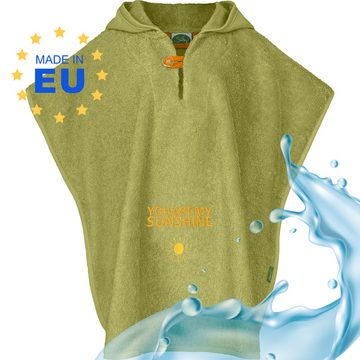 Smithy Badeponcho "sunshine" 100% BIO-Baumwolle, Frottee, Kapuze, Knopf, Druckknopf am Armloch, made in Europe