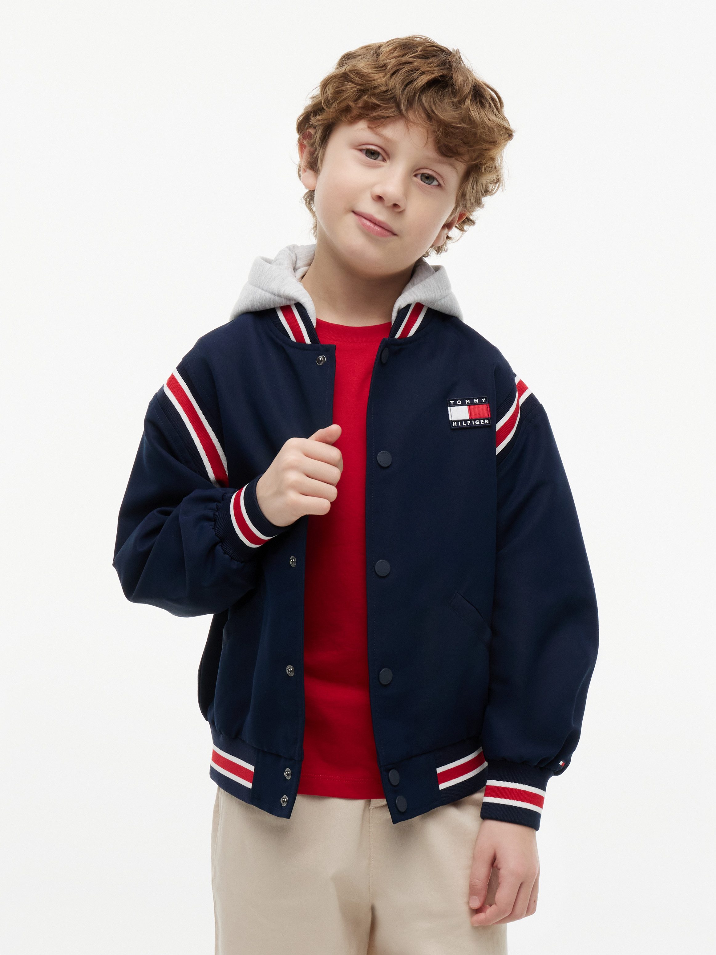 Tommy Hilfiger Bomberjacke abnehmbare Kapuze, Regular Fit, Kinder bis 16 Jahre