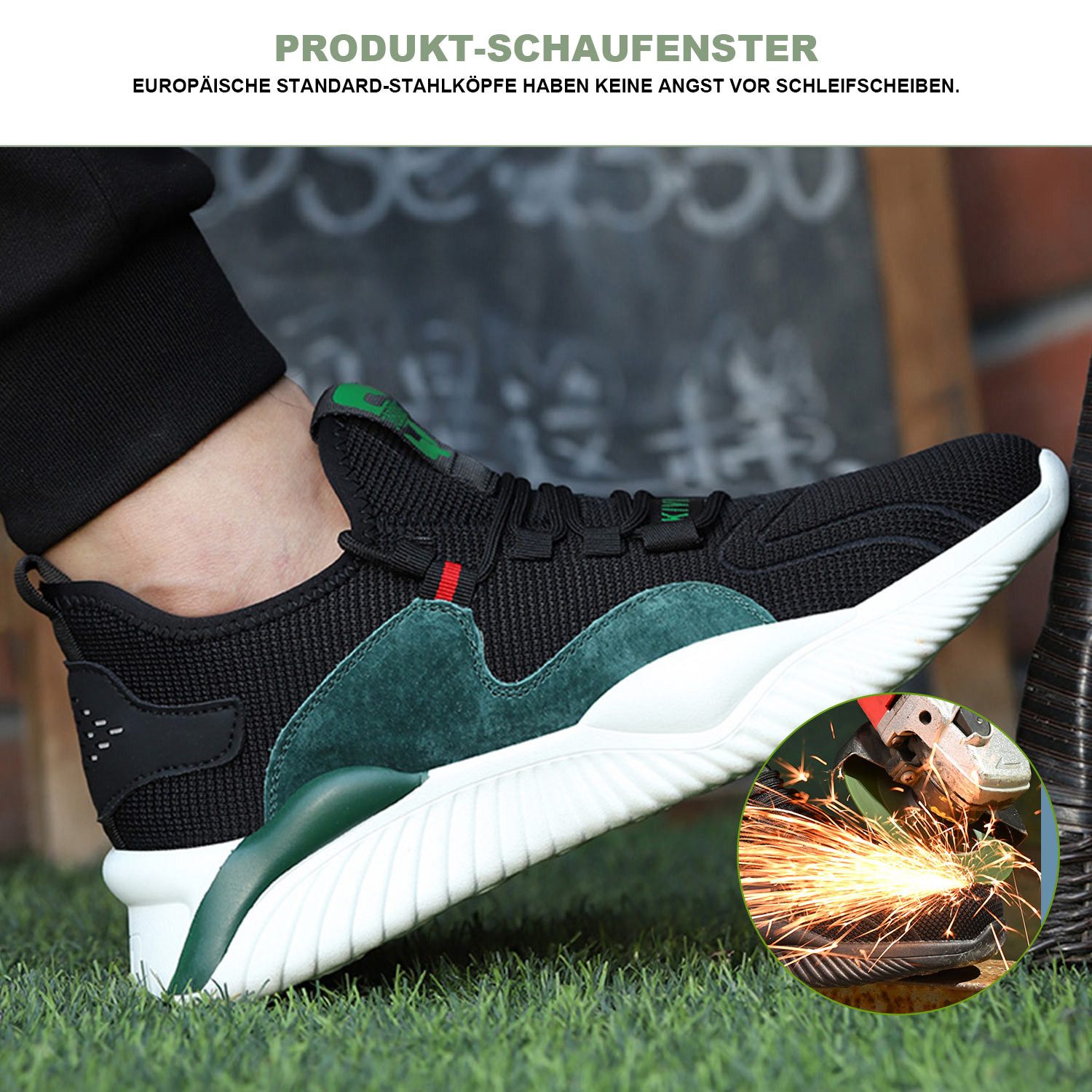 Refttenw Anti-Smash-und Anti-Pannen-Arbeitsschuhe,Sicherheitsschuh,atmungsaktiv Sicherheitsschuh Breitere Stahlkopfkonstruktion