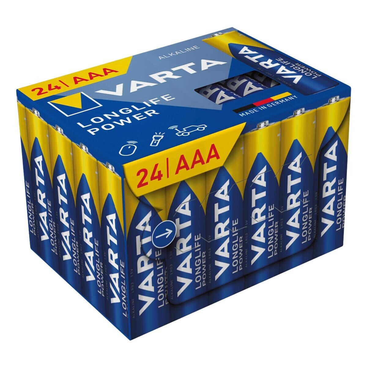 VARTA LONGLIFE Power Batterie, (1.5 V, 24 St), Micro / AAA / LR03, 1,5 V, Alkali-Mangan, mit langer Lebensdauer