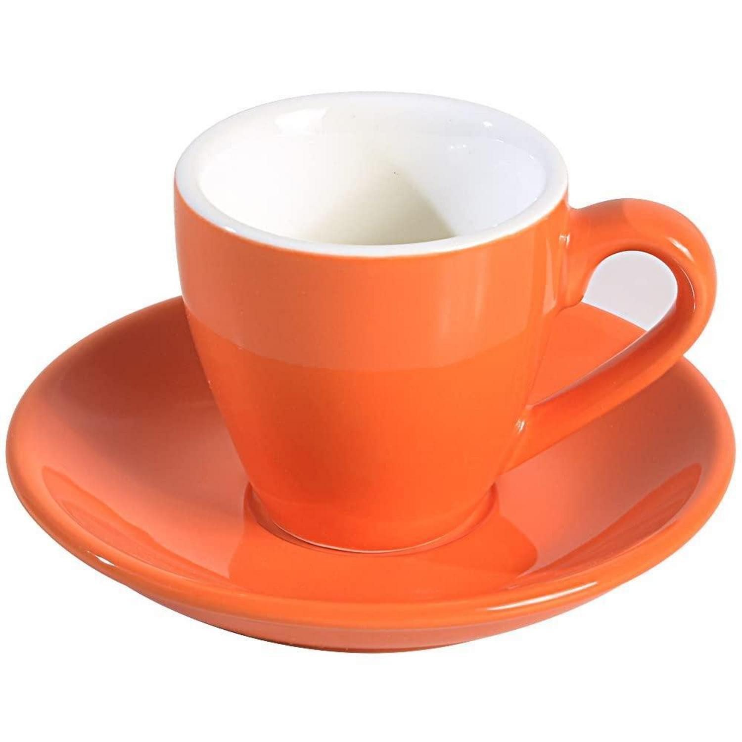 LuxusKollektion Espressotasse Espresso Tasse mit Untertasse Orange 80ml, Keramik