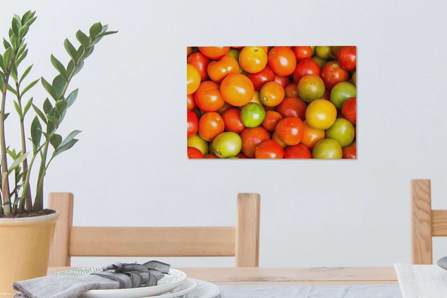 OneMillionCanvasses® Leinwandbild Ein Bündel kleiner (1 Leinwandbilder, Farben, Wanddeko, St), verschiedenen Tomaten 30x20 cm Wandbild Aufhängefertig, in