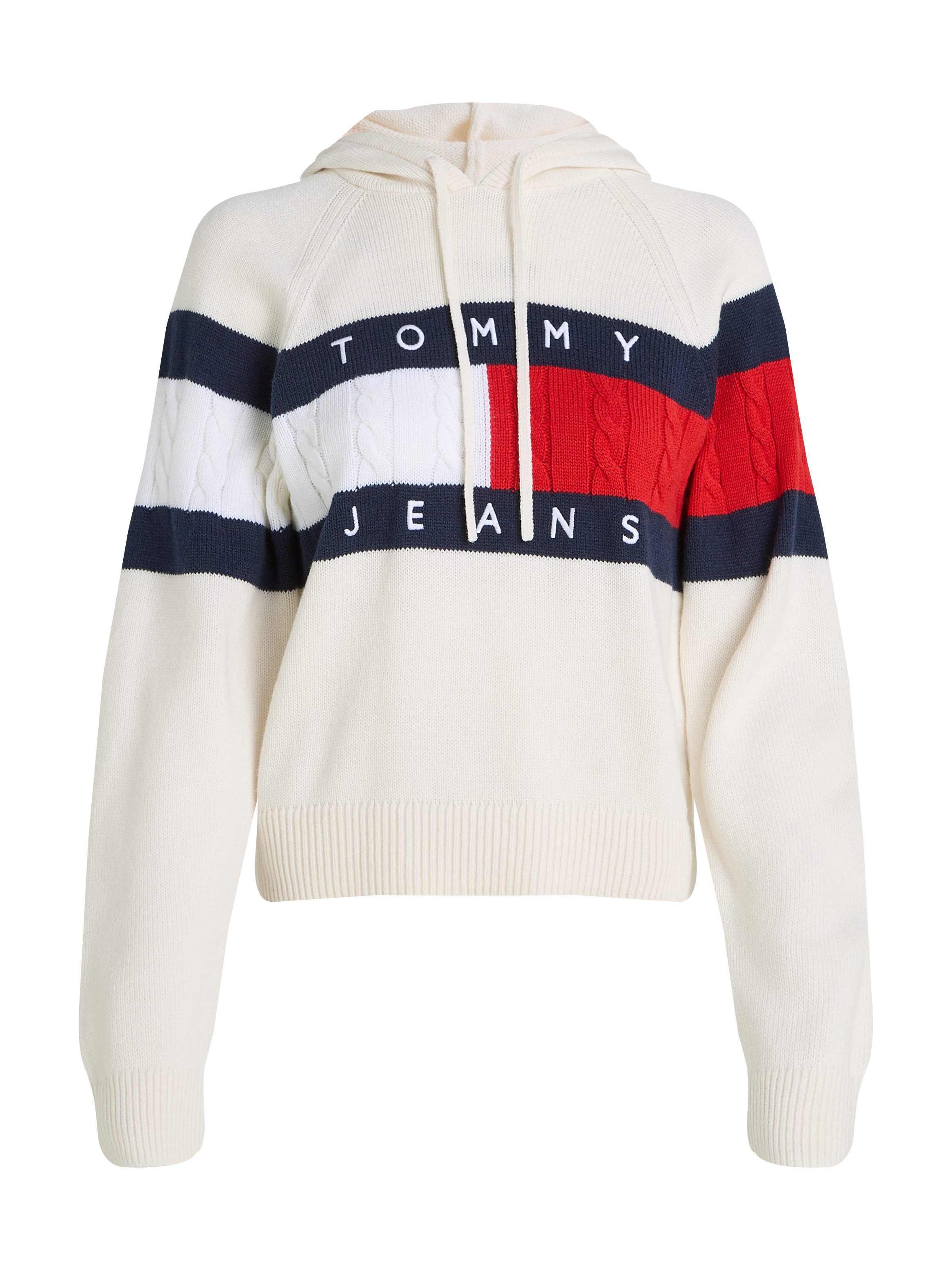 Tommy Jeans Kapuzenpullover TJW CENTER FLAG HOOD SWEATER EXT mit Kapuze, großem Logo-Flag