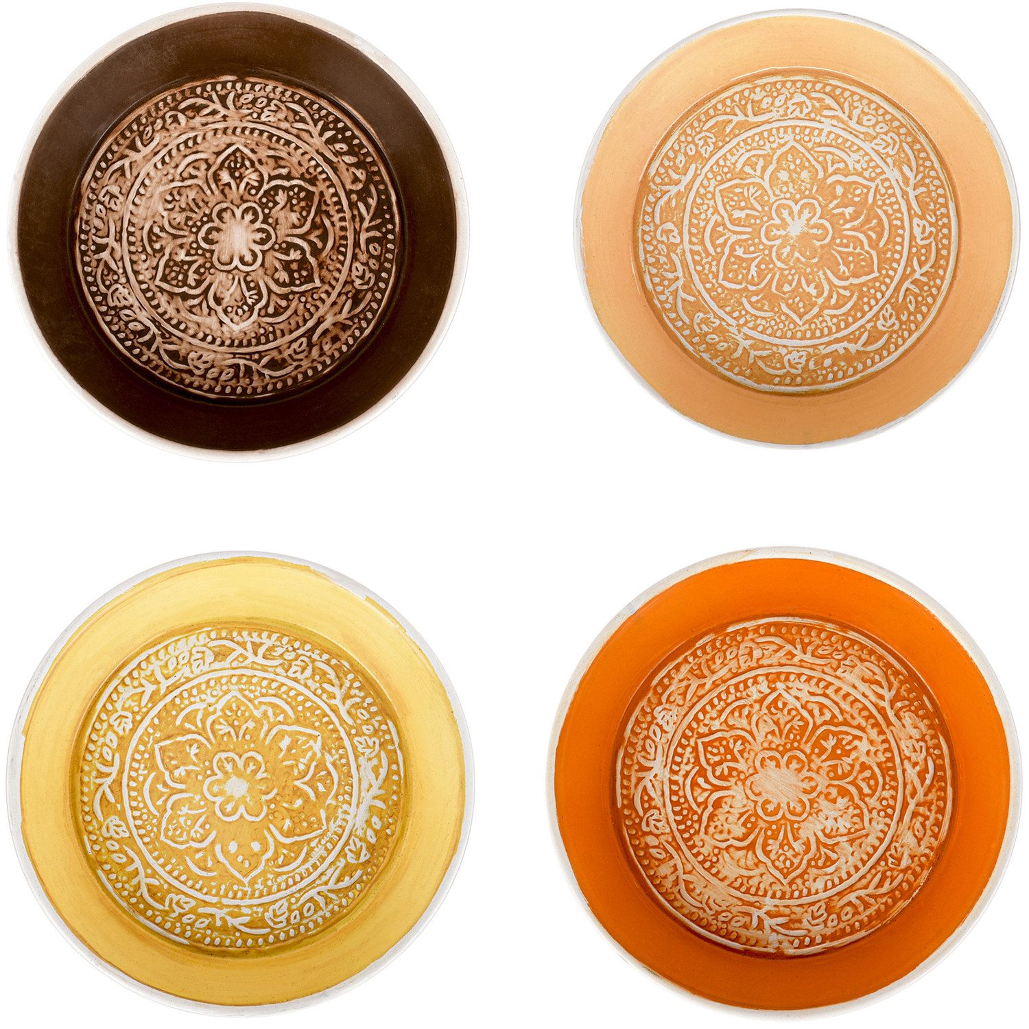 Marrakesch Orient & Mediterran Interior Dekotablett 4er Set Tantar Tablett 18cm Bunt, orientalisch, Metall handgefertigt (4 St), Handarbeit