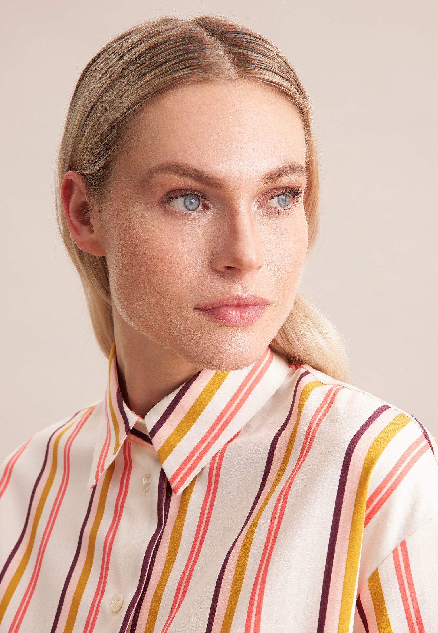 seidensticker Longbluse Schwarze Rose 1/1 Kragen Streifen