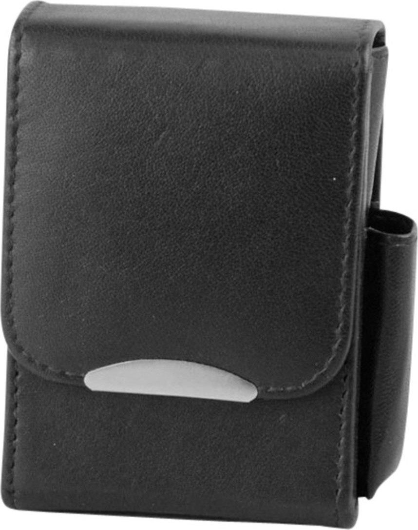 meytrade Bogenetui Zigarettenetui L oder XL Echtleder schwarz mit Feuerzeugfach Big Pack, mit Magnetverschluss