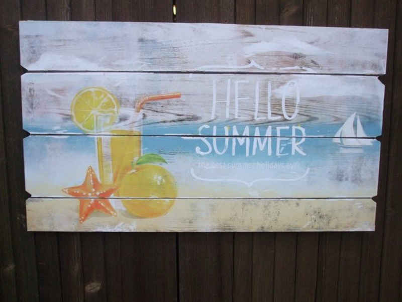 Deko-Impression Leinwandbild Wandbild Summer, Beach, Sommer, Strand, Holz/MDF 60 x 34, (1 St)