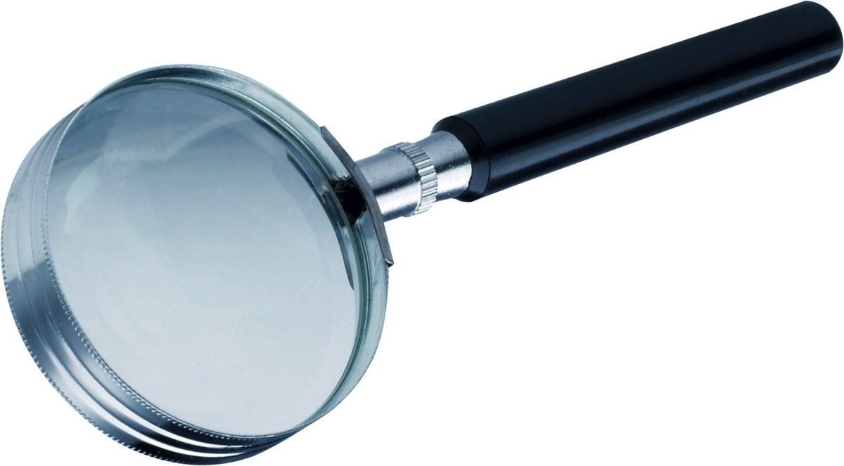 ALCO Taschenlupe Leselupe Metall 5-fach Griff schwarz Rand silber