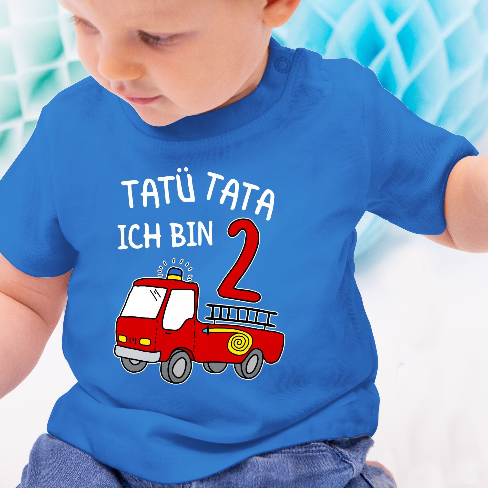 Shirtracer T-Shirt Tatü Tata 2. Ich Royalblau Feuerwehrauto zwei Geburtstag bin 2