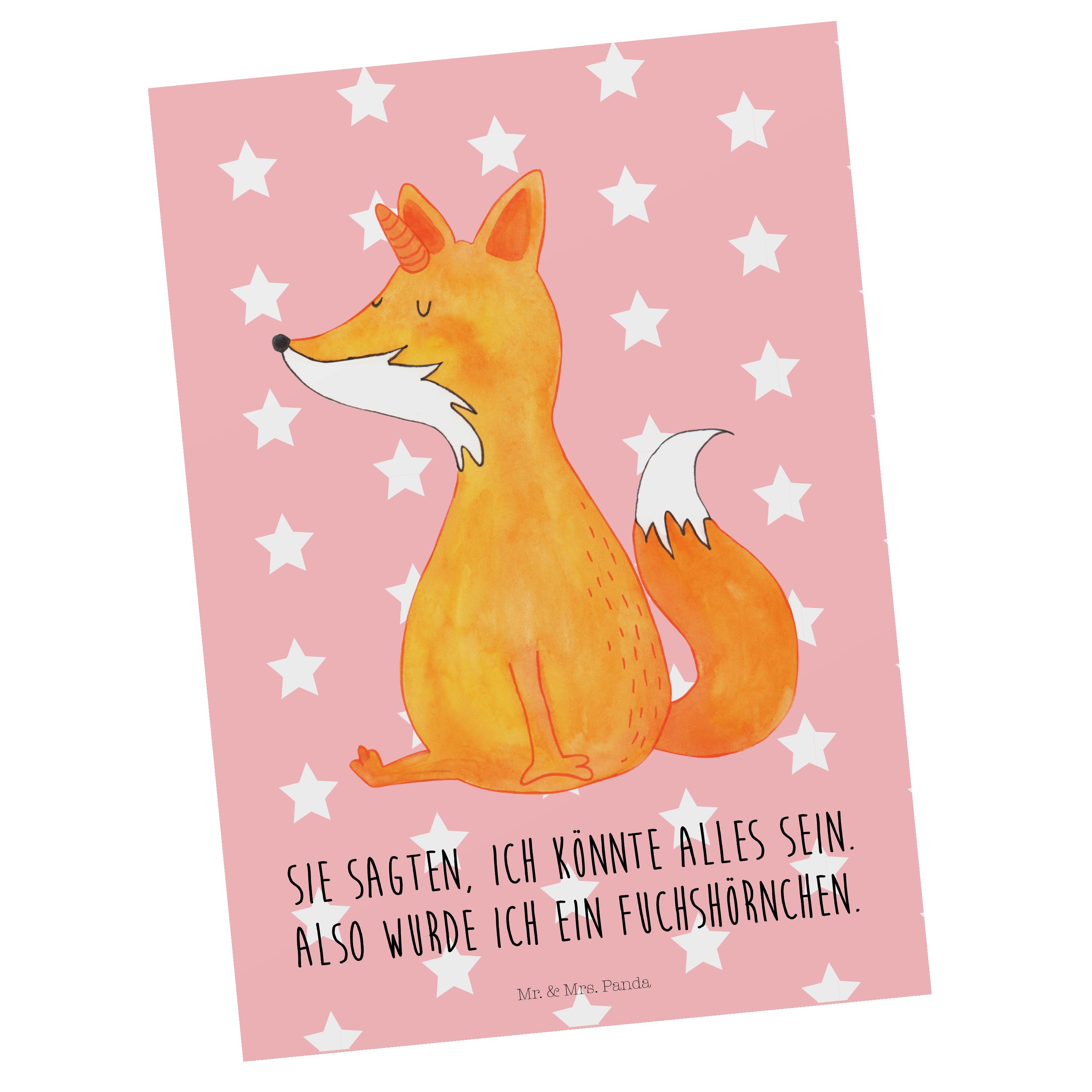 Mr. & Mrs. Panda Postkarte Fuchshörnchen Wunsch - Rot Pastell - Geschenk, Karte, Pegasus, Grußka