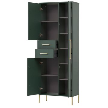 Lomadox Garderoben-Set KELLA-80, (Spar-Set, 5-St), Flurmöbel grün inkl. LED Spiegel Garderobenschränke Garderobenpaneel