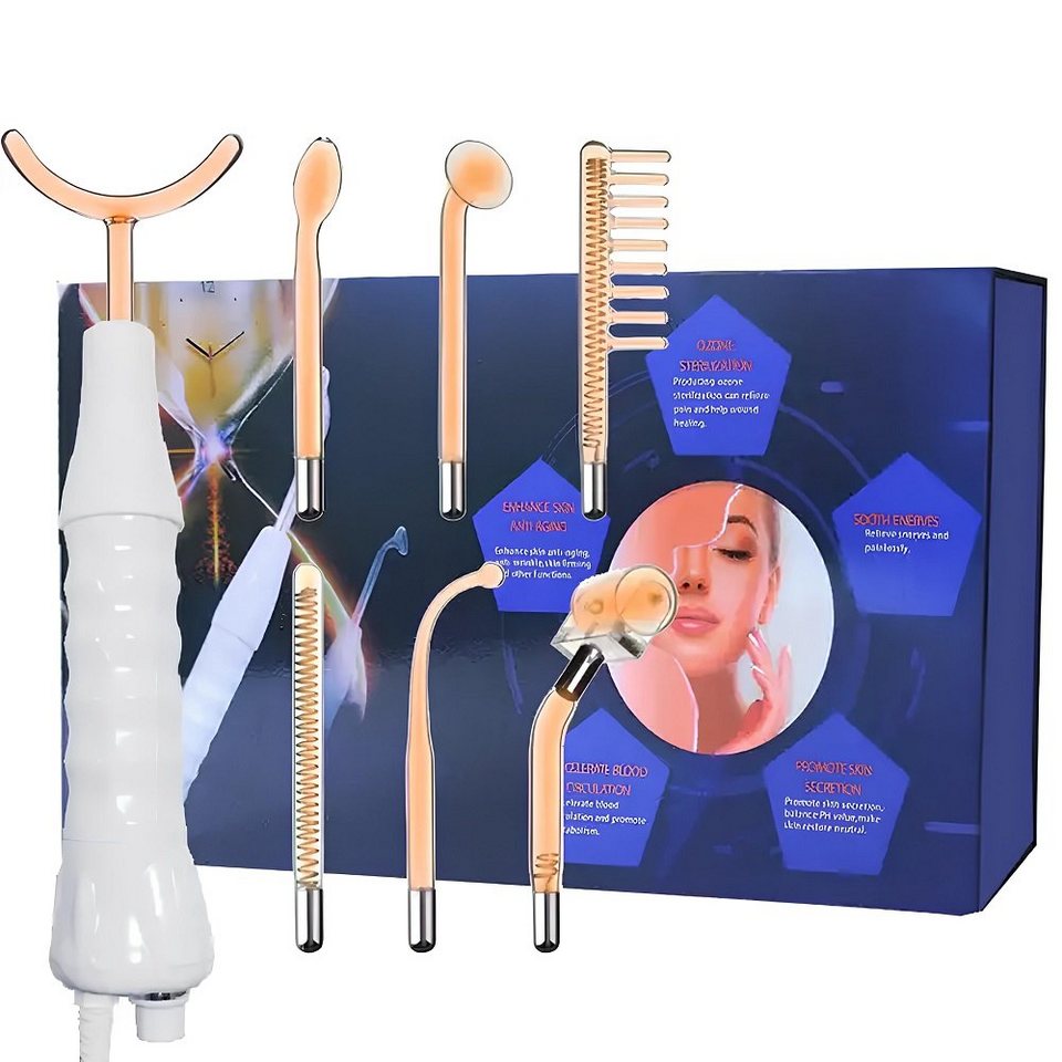 COOL-i ® Kosmetikbehandlungsgerät, Hochfrequenz-Gesichtsmaschine mit 7St  Neonlampenröhren (Orange-Rot)