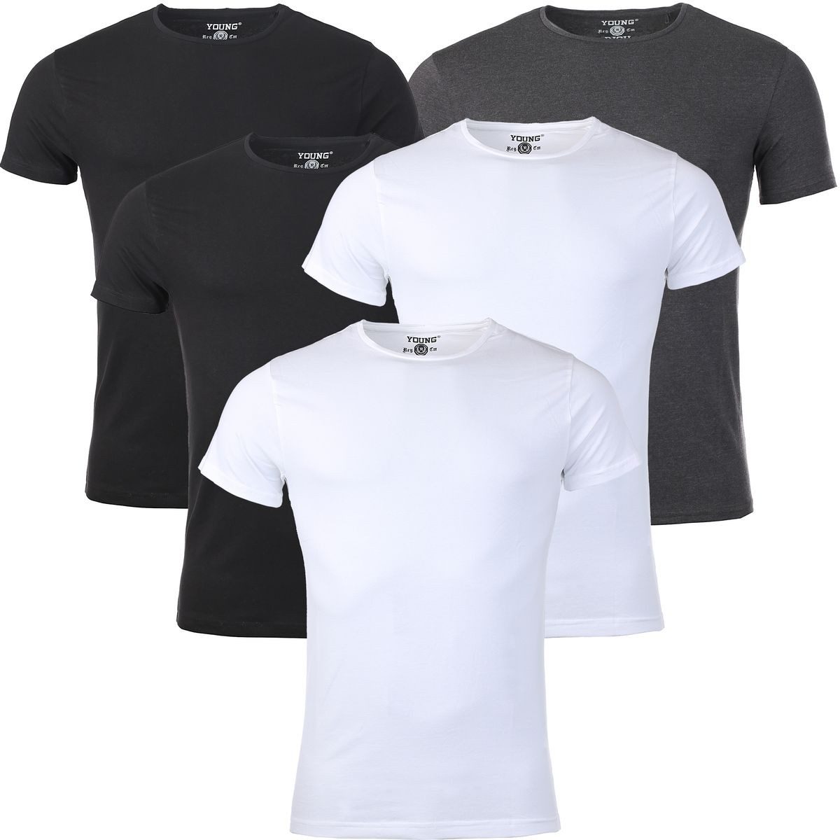 T-Shirt Herren Uni Basic rundhals Ausschnitt Unterziehshirt 1701 5er Pack