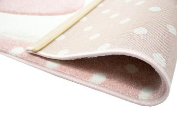 Kinderteppich Kinderteppich Spielteppich Teppich Kinderzimmer Babyteppich Hase in Rosa Creme Grau, Carpetia, rund, Höhe: 13 mm