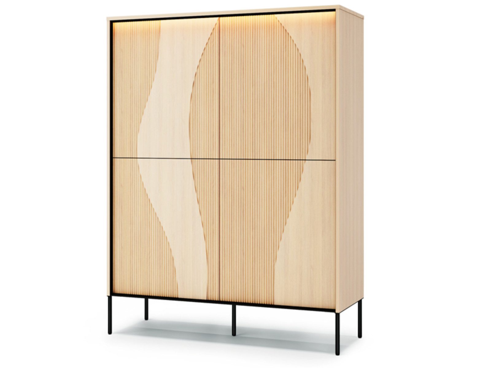 yourhouse24 Highboard Onda FW-02, 112cm, inkl. LED, 3D-Wellen-Optik
