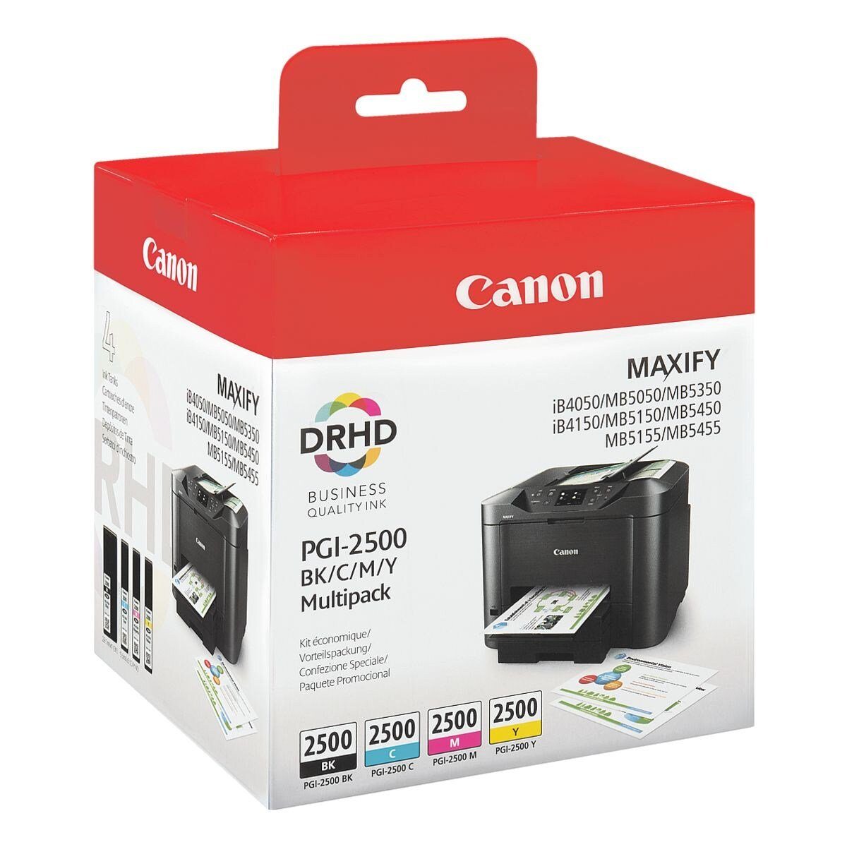 Canon PGI-2500 BK/C/M/Y Tintenpatrone (Doppelpack, 4-tlg., Original Druckerpatronen, schwarz)