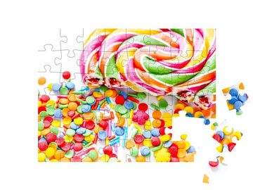 puzzleYOU Puzzle Köstlicher Lutscher und Zuckerdekor, 48 Puzzleteile, puzzleYOU-Kollektionen Süßigkeiten