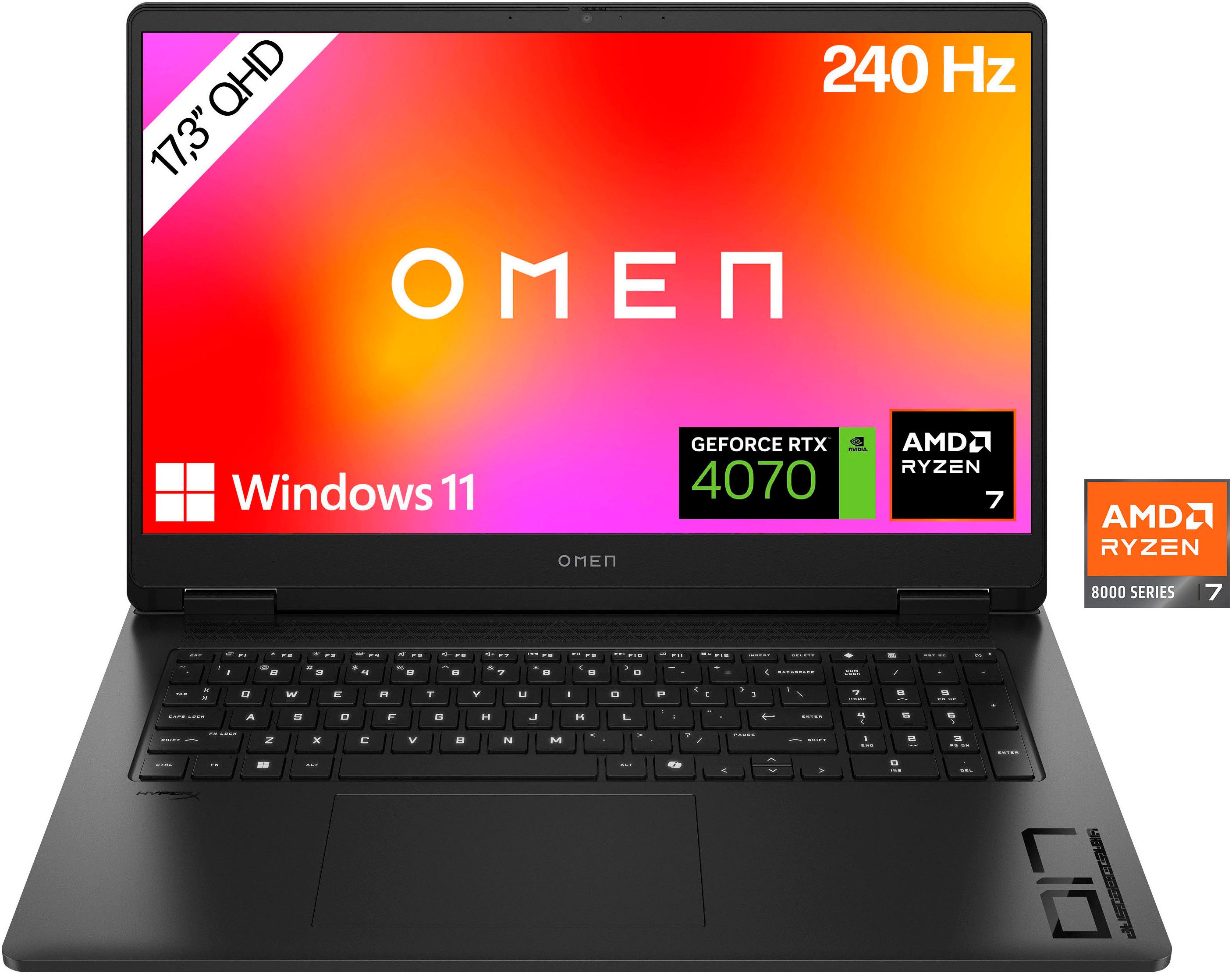 HP Omen 17-db0079ng Gaming-Notebook (43,9 cm/17,3 Zoll, AMD Ryzen 7 8845HS, GeForce RTX 4070, 1000 GB SSD)