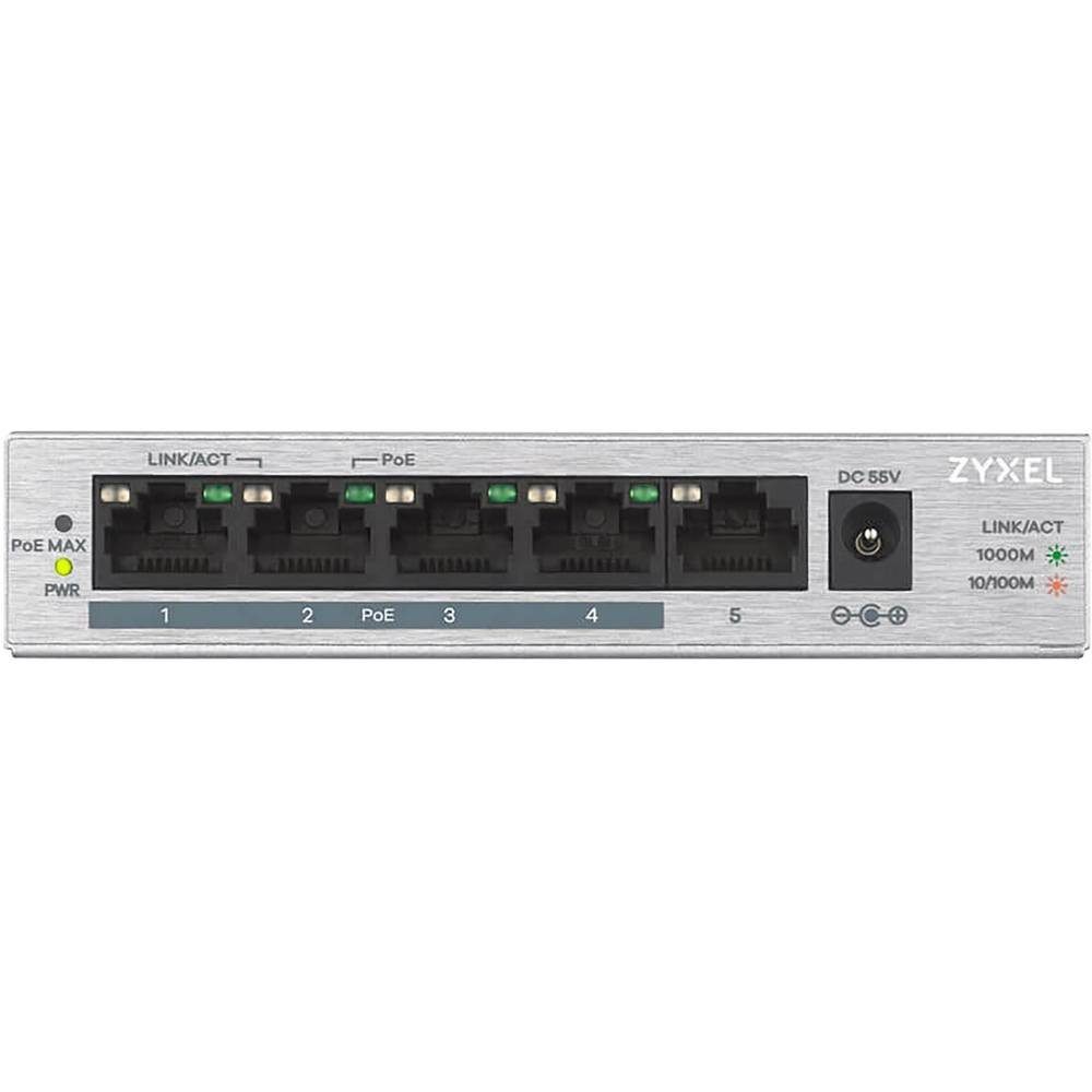 Zyxel 5-Port GbE Unmanaged PoE Netzwerk-Switch 60 Switch Watt (PoE-Funktion)