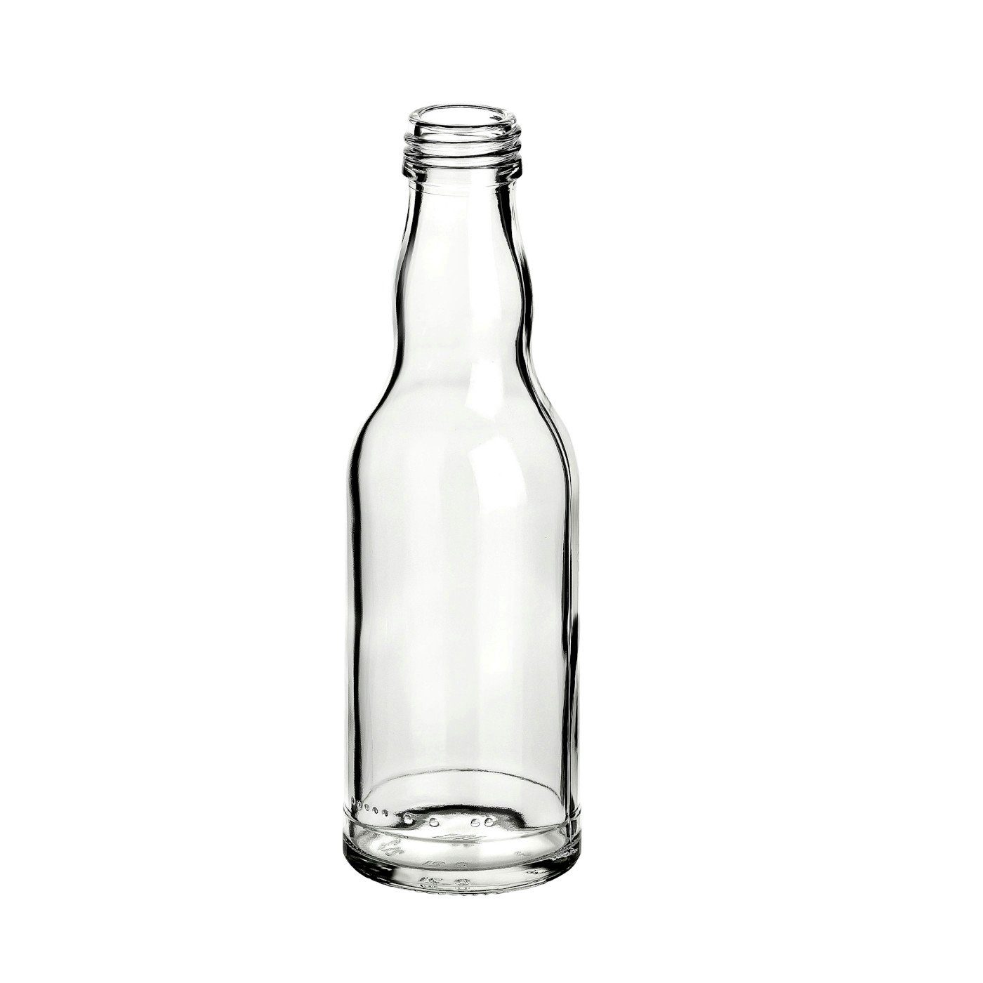 gouveo Trinkflasche Glasflaschen 200 ml Kropfhals mit Schraub-Deckel - Kleine Flasche 0,2l, 12er Set, silberfarben