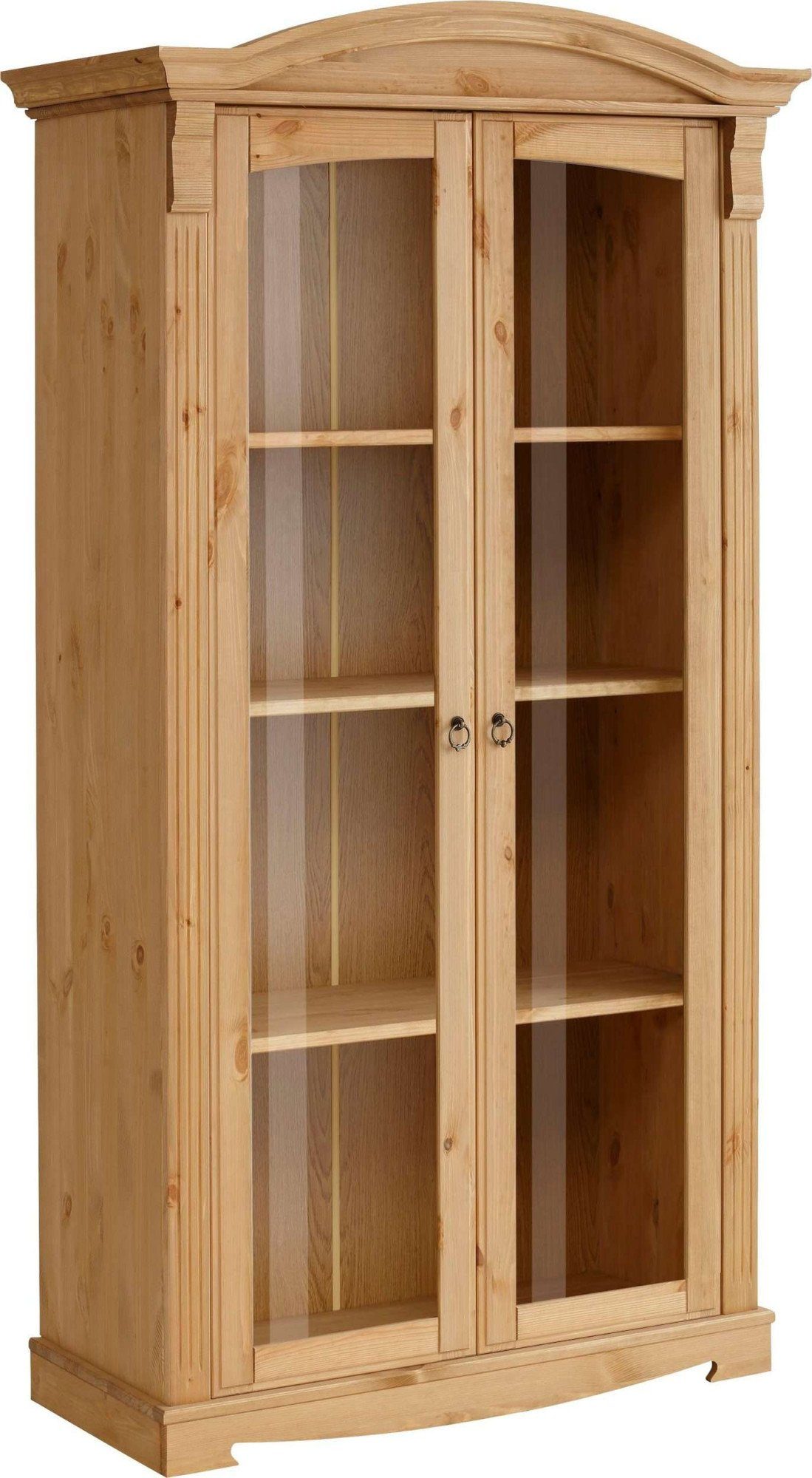 OTTO home Vitrine Anna (Gesamtmaße (B/T/H): ca. 97/46/188 cm) mit Glastüren, Höhe 188 cm, Massivholz, mit Zierfräsungen, FSC®