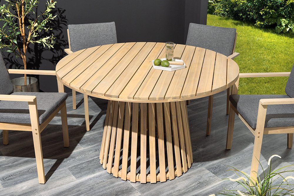 riess-ambiente Gartentisch KOPENHAGEN 120cm natur – rund, wetterfest, Massivholz, 4-Personen (Einzelartikel, 1-St), runder Holztisch für den Außenbereich – ideal für Terrasse & Garten